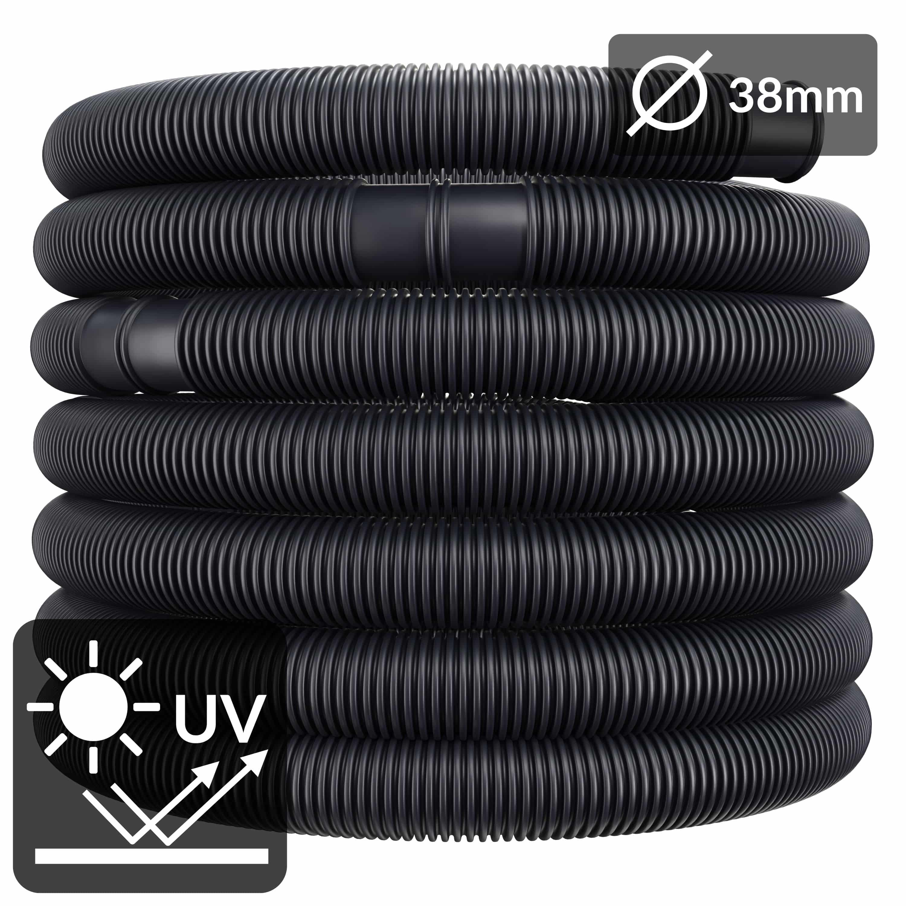 Tubo per piscina nero Ø38mm x 14m