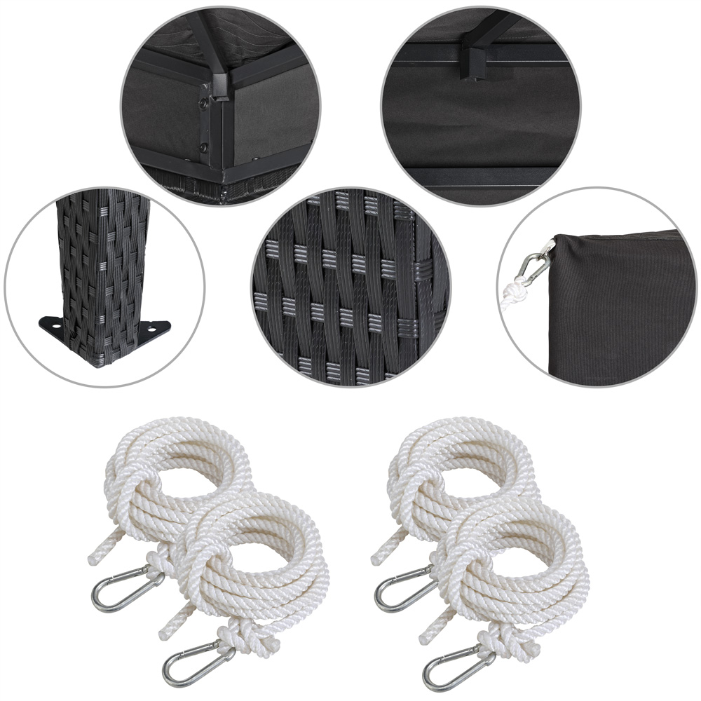 Gazebo da giardino antracide polyrattan 3x4m