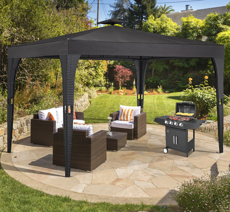 Gazebo da giardino antracide polyrattan 3x4m