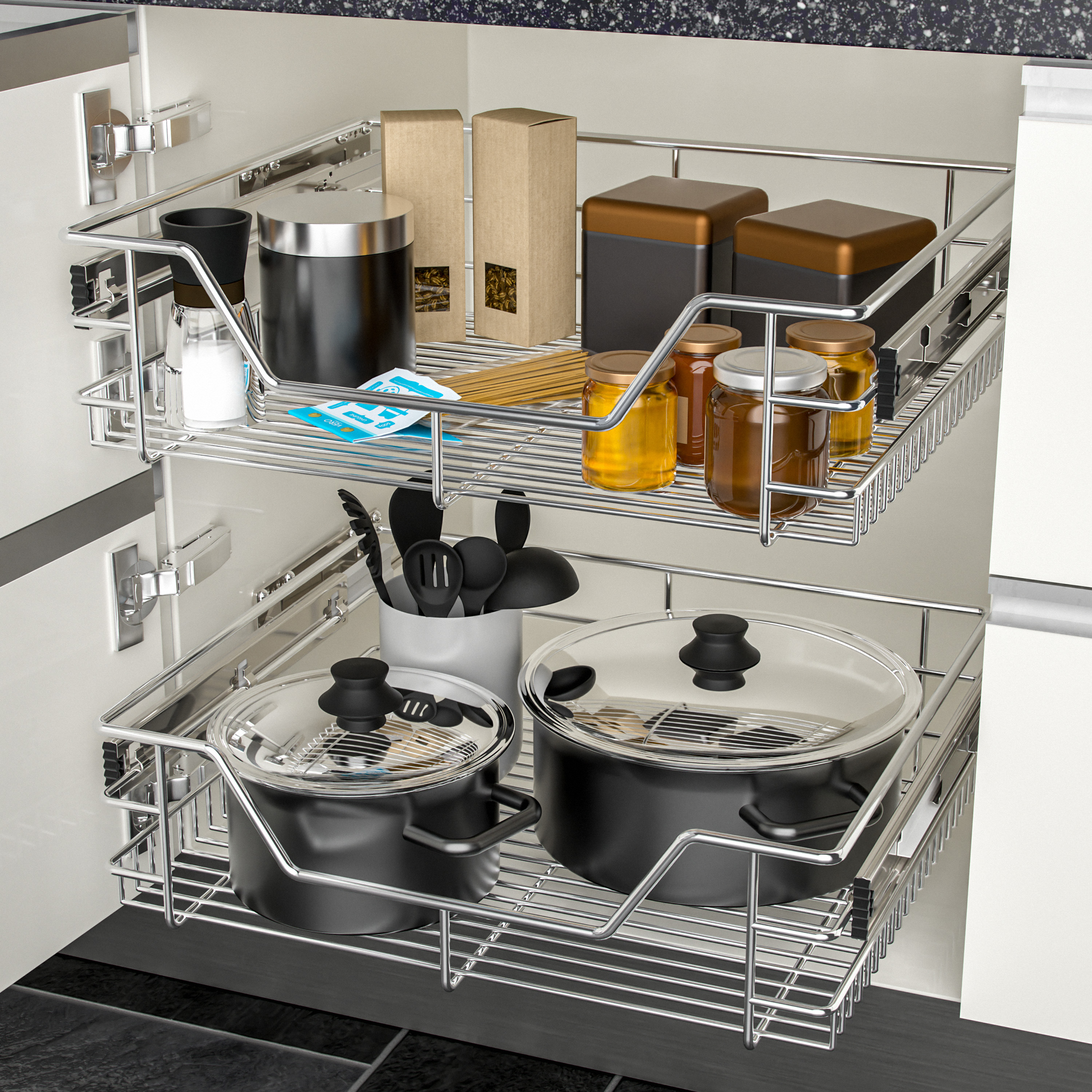 Cassetti telescopici scorrevoli 2 pz 60 cm