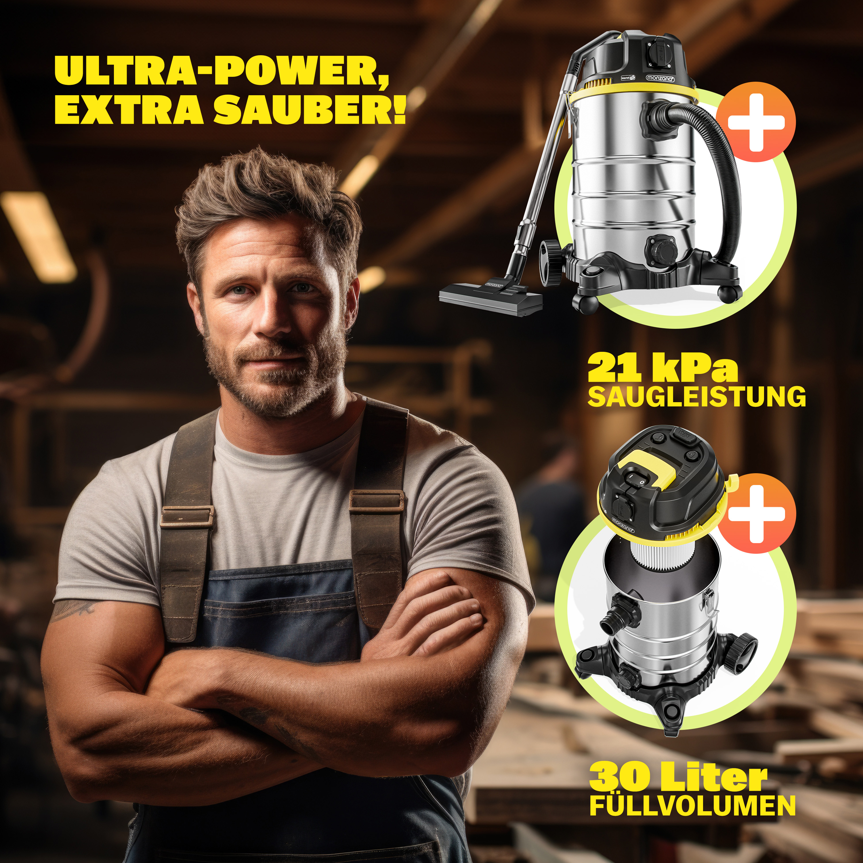 Aspirapolvere Umido/Secco 30L 1000W MONZANA® - Potenza e Versatilità