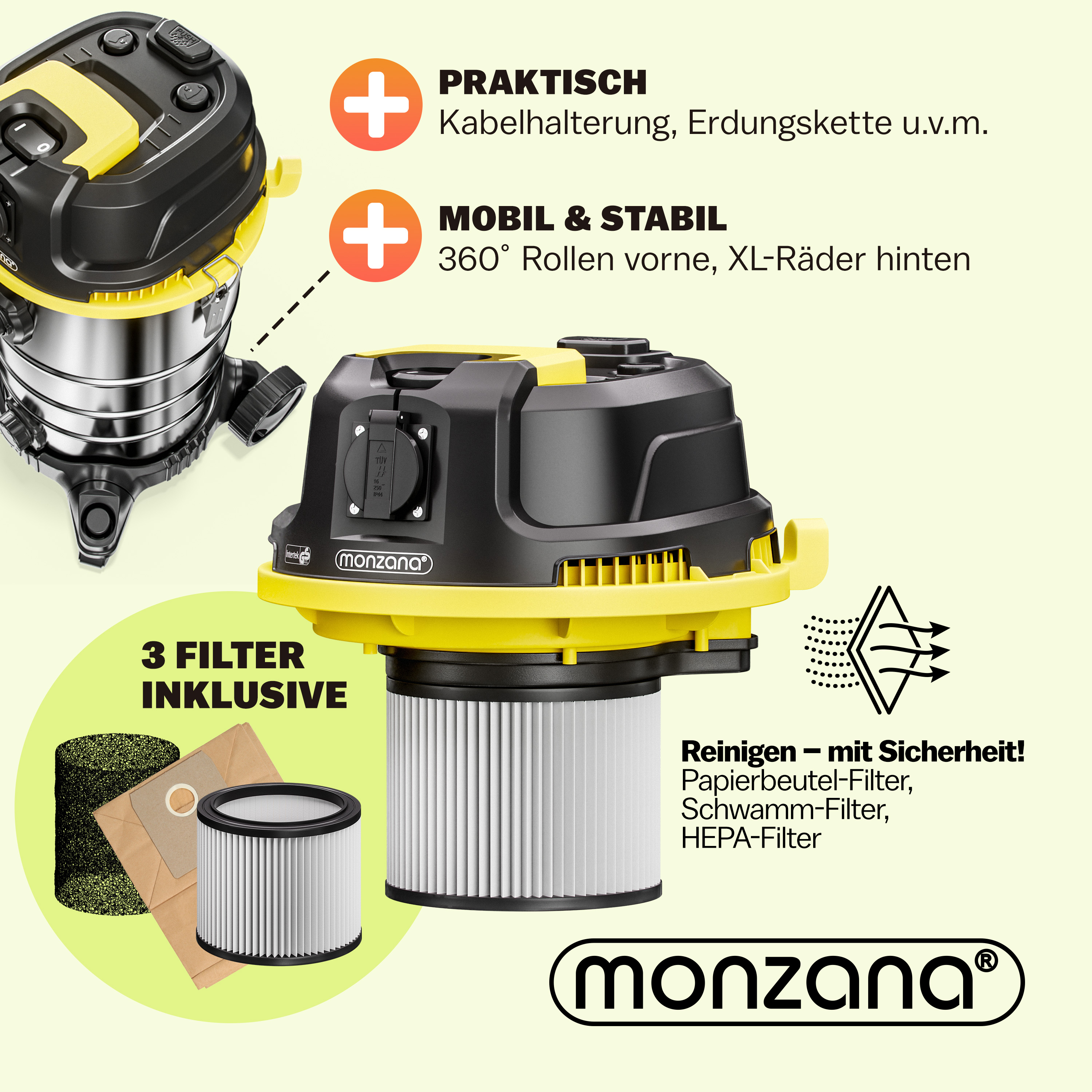 Aspirapolvere Umido/Secco 30L 1000W MONZANA® - Potenza e Versatilità