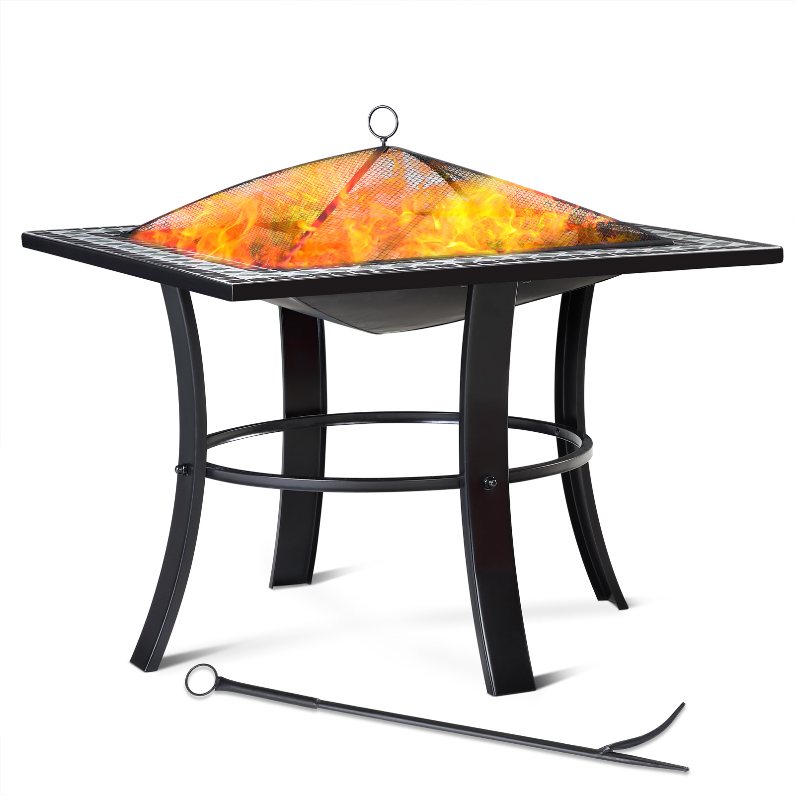 Braciere da giardino Runedak nero motivo mosaico Ø76cm