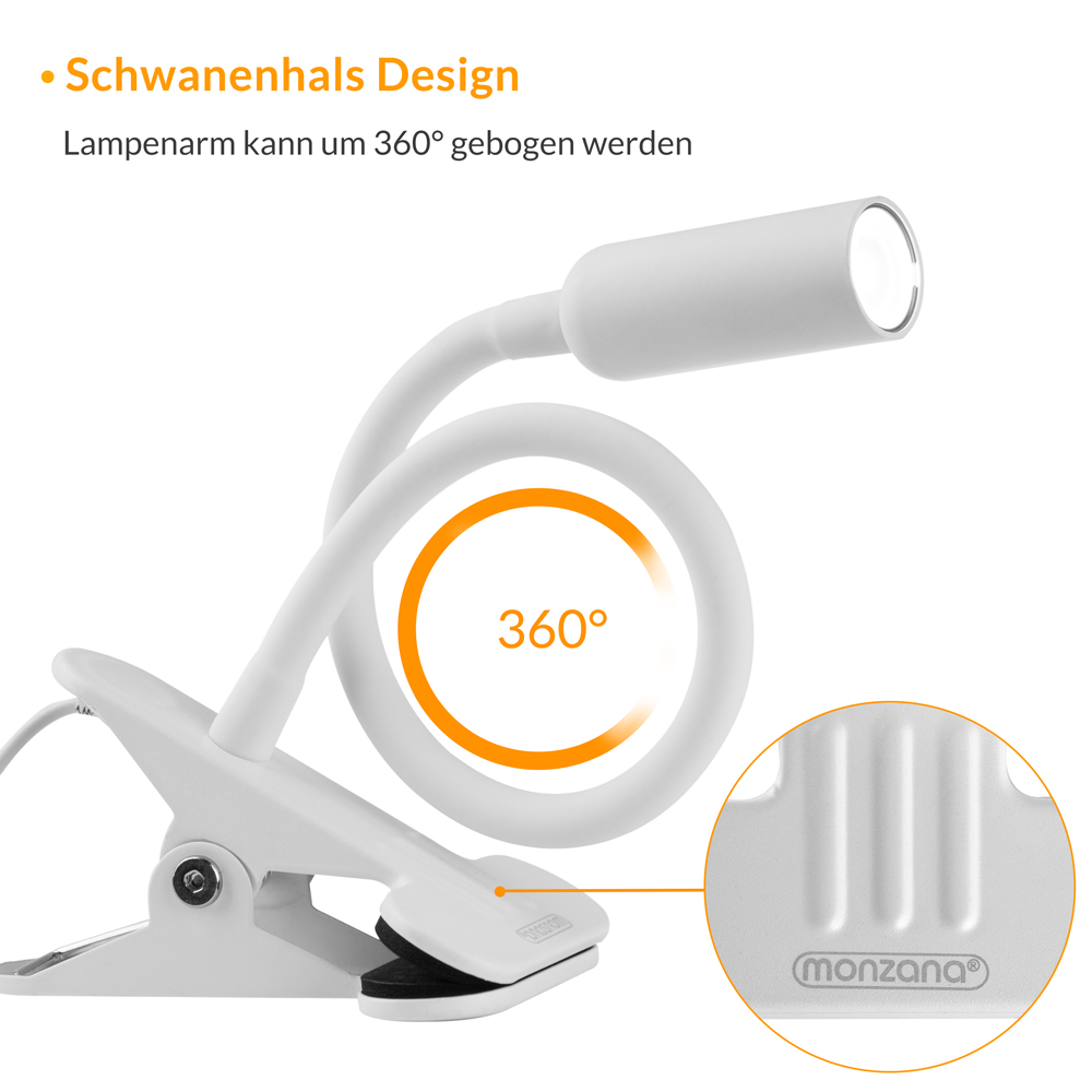 Lampada a Pinza LED USB Bianca