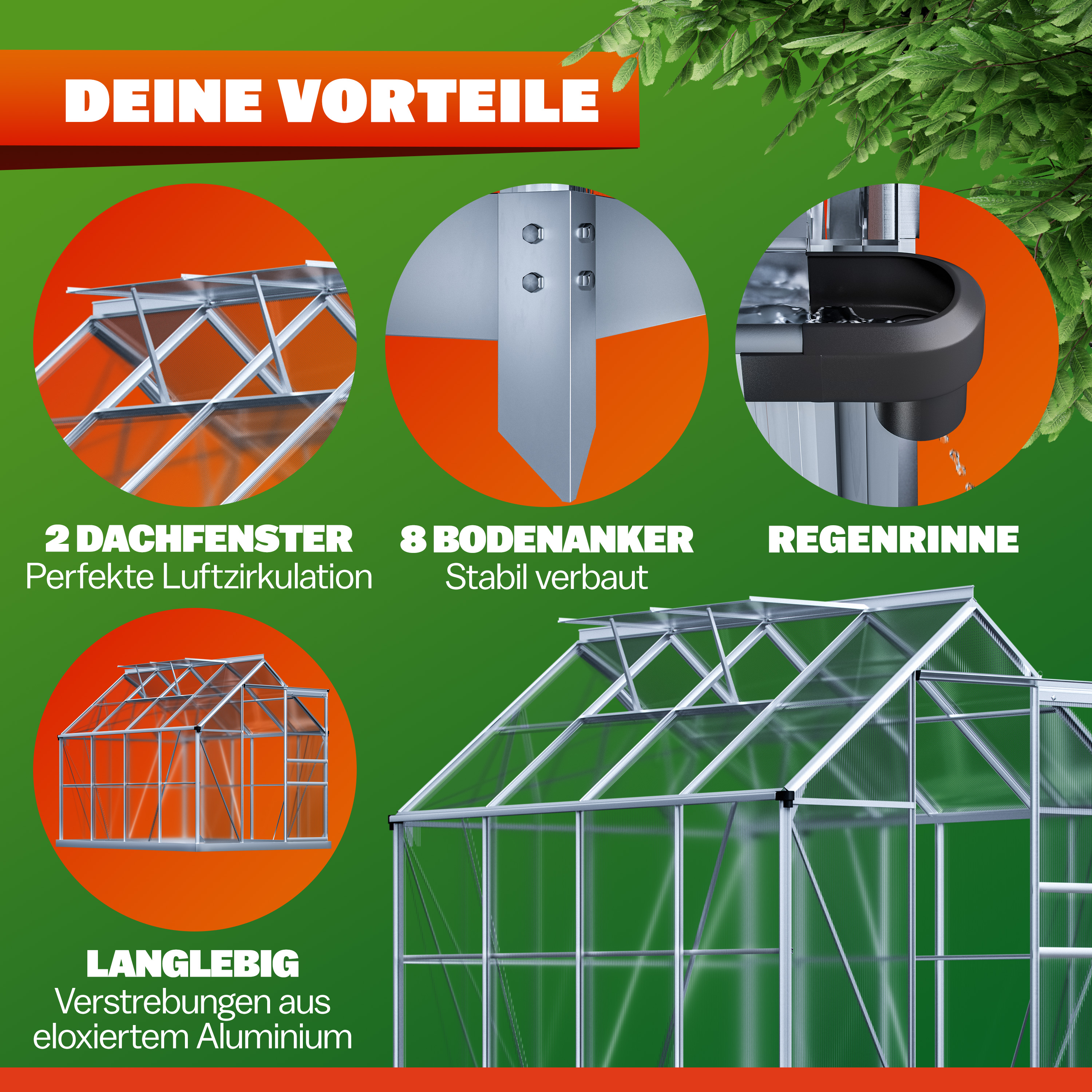 Serra da Giardino Alluminio 250x190x195cm con Fondamenta