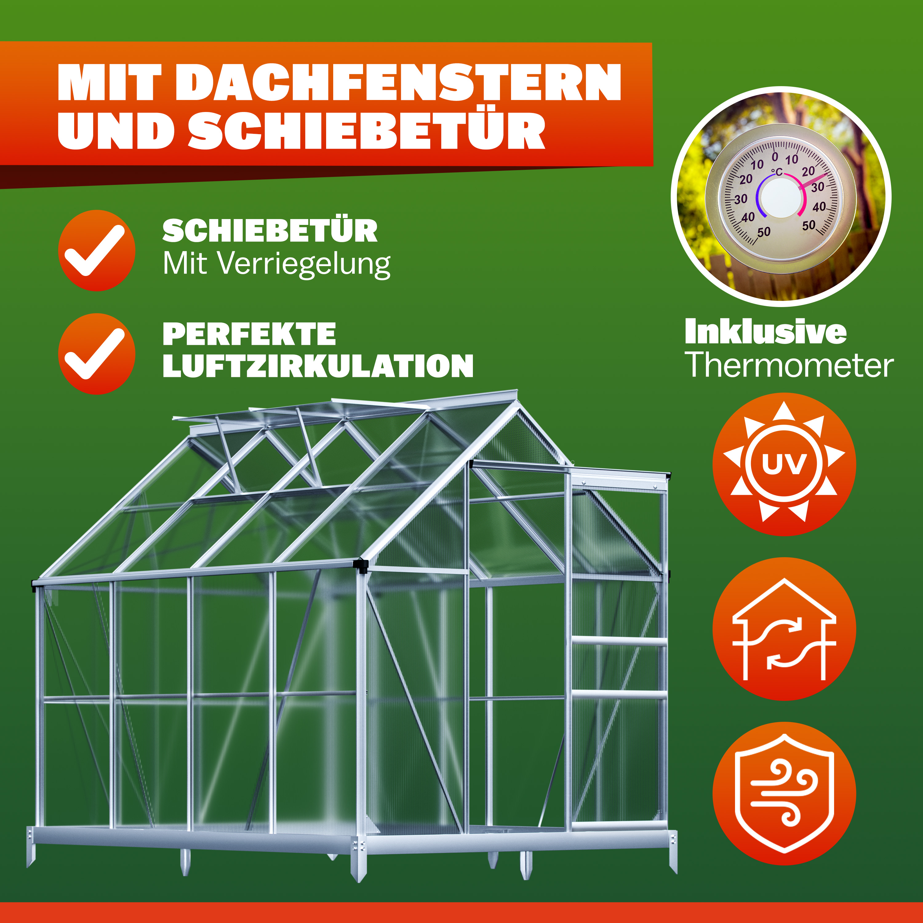 Serra da Giardino Alluminio 250x190x195cm con Fondamenta