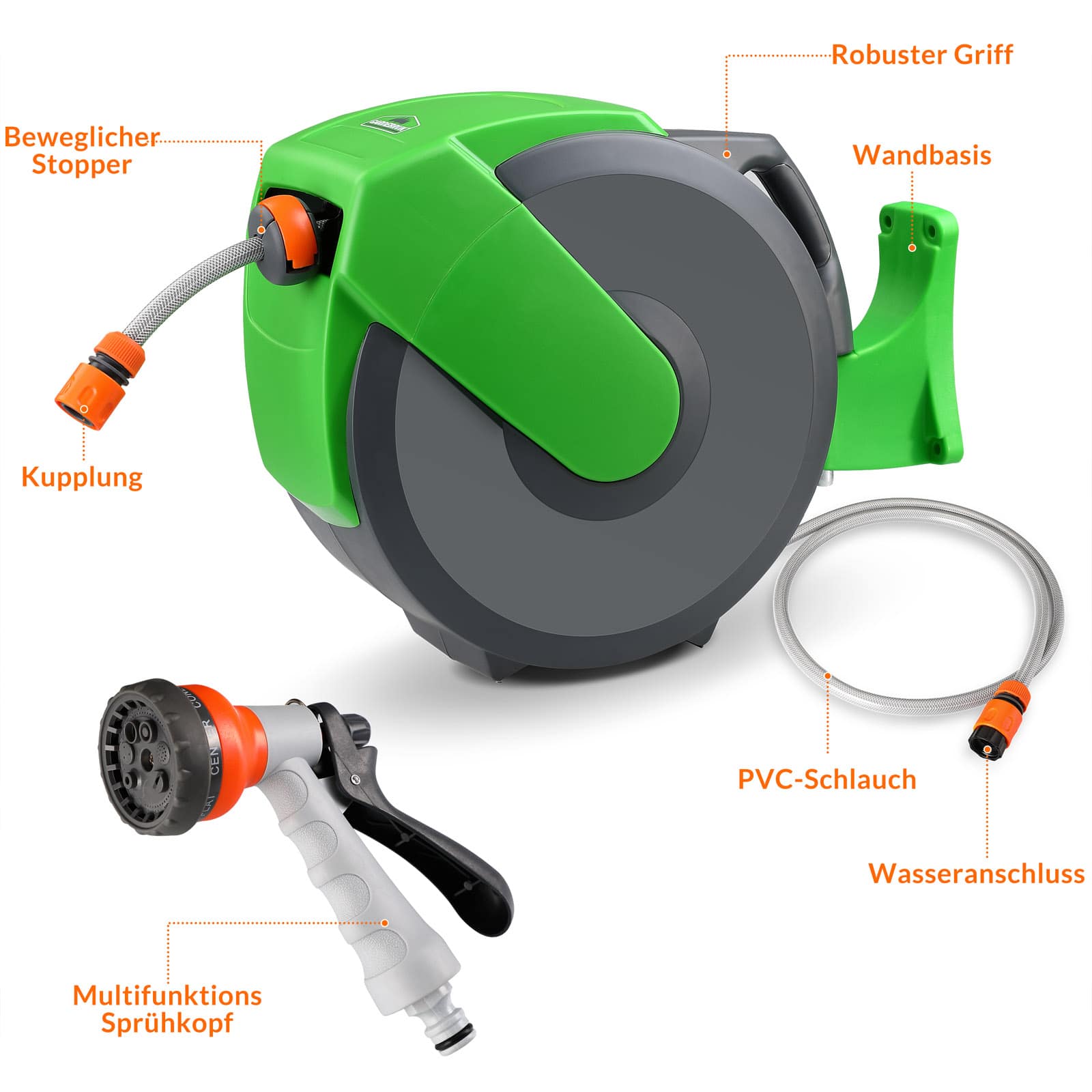 Avvolgitubo da Giardino Automatico 20m + 2m: Irrigazione e Molto Altro