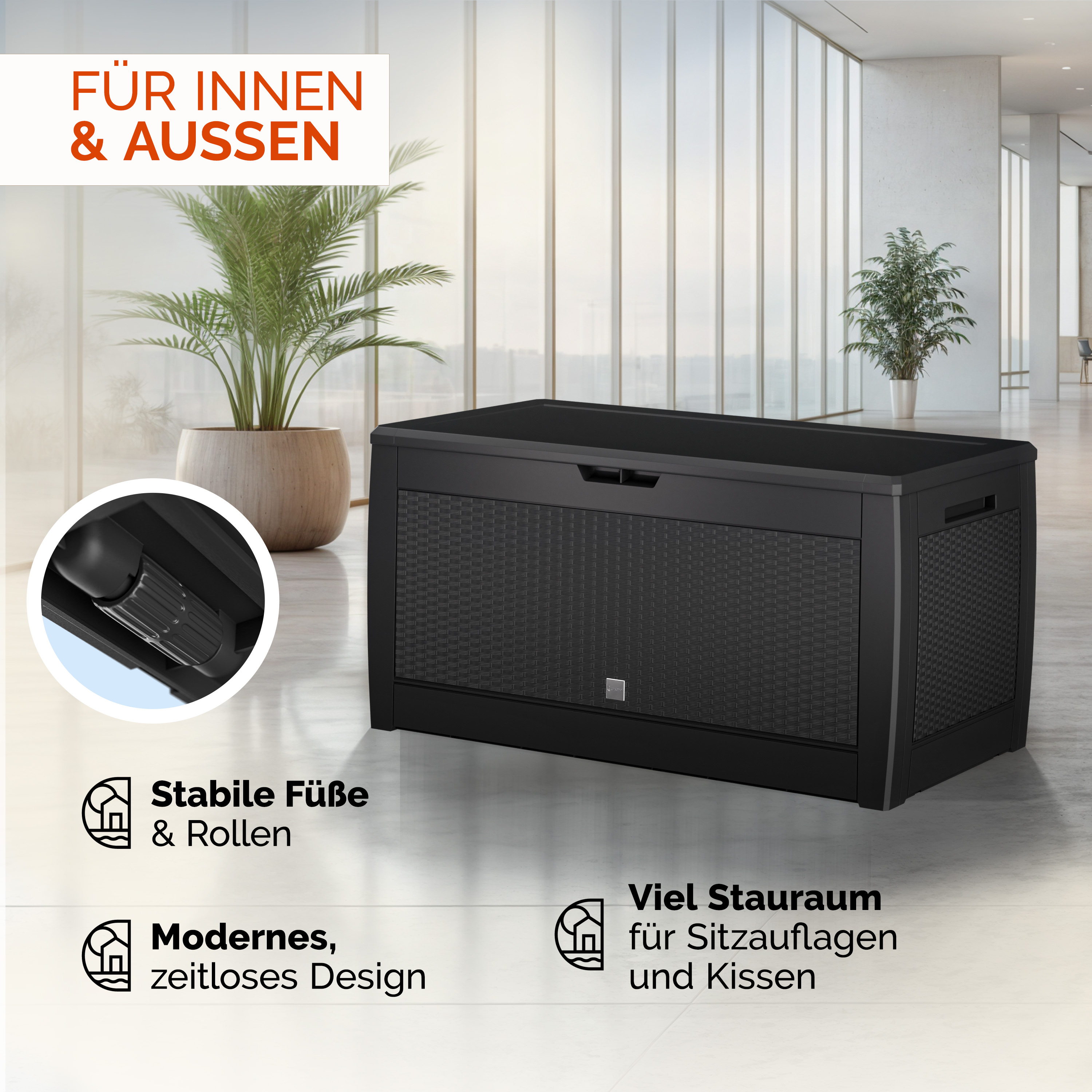 Baule da giardino Rato antracite 119x48x60cm