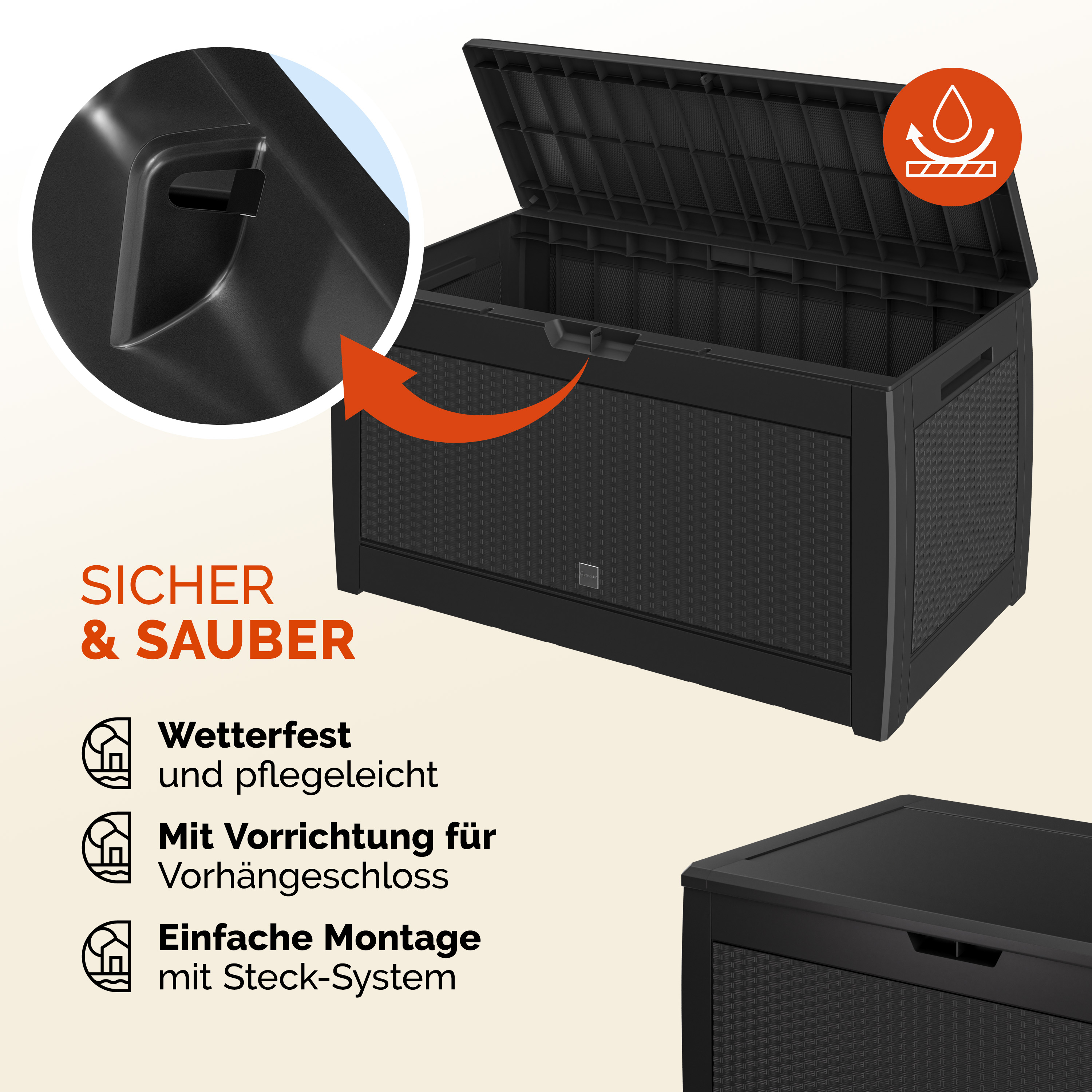 Baule da giardino Rato antracite 119x48x60cm