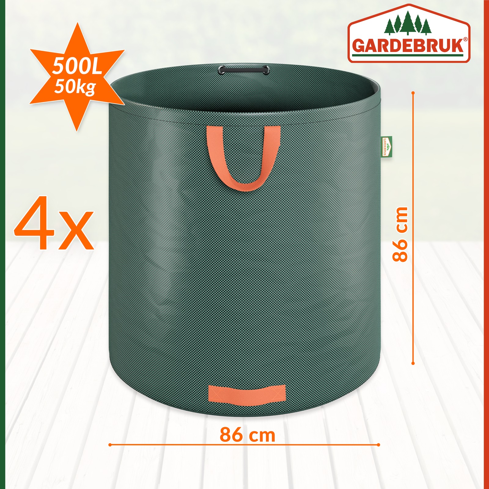 Set 4x Sacchi da giardino 500L