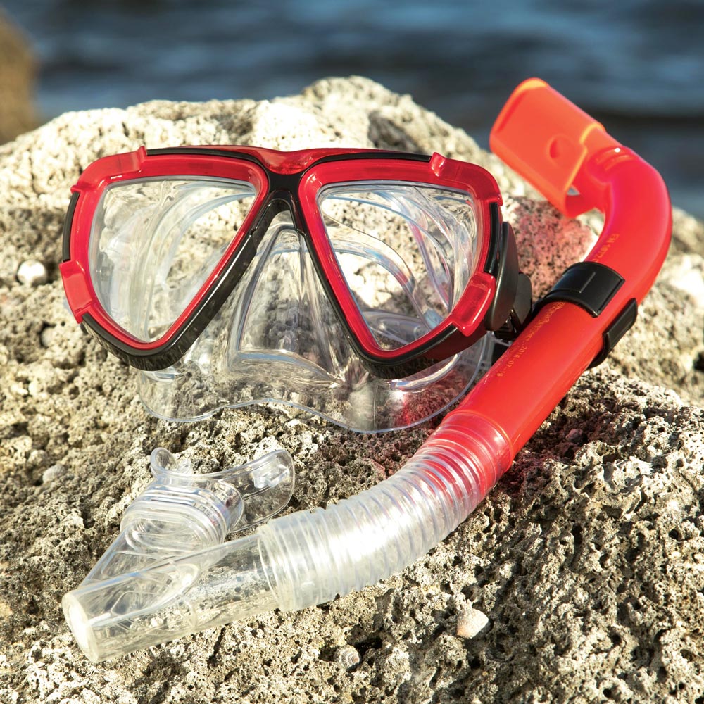 HYDRO-SWIM™ Snorkel Set "Blackstripe" rosso