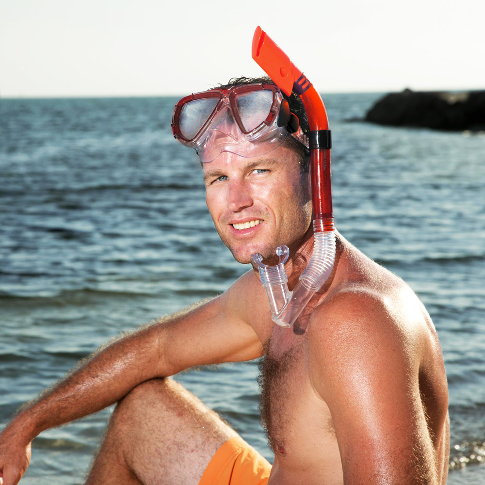 HYDRO-SWIM™ Snorkel Set "Blackstripe" rosso