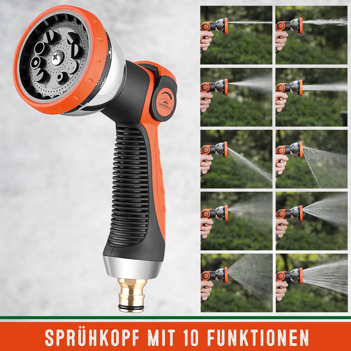 Tubo per Irrigazione Arancione 15m Flessibile Gardebruk