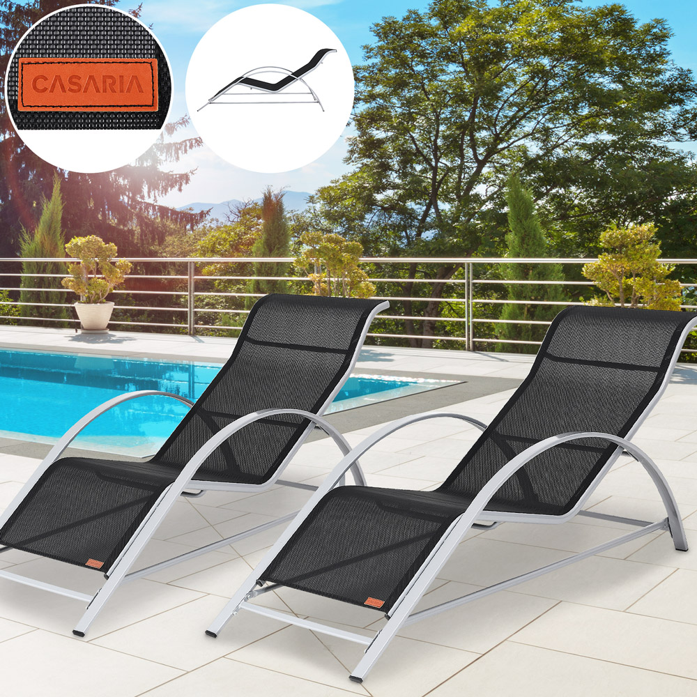 Set da 2 Sdraio Siena Antracite 190x62x71cm - CASARIA