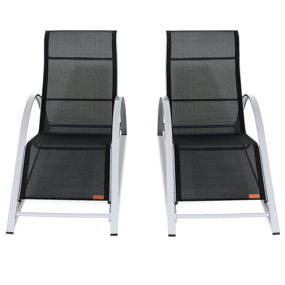 Set da 2 Sdraio Siena Antracite 190x62x71cm - CASARIA