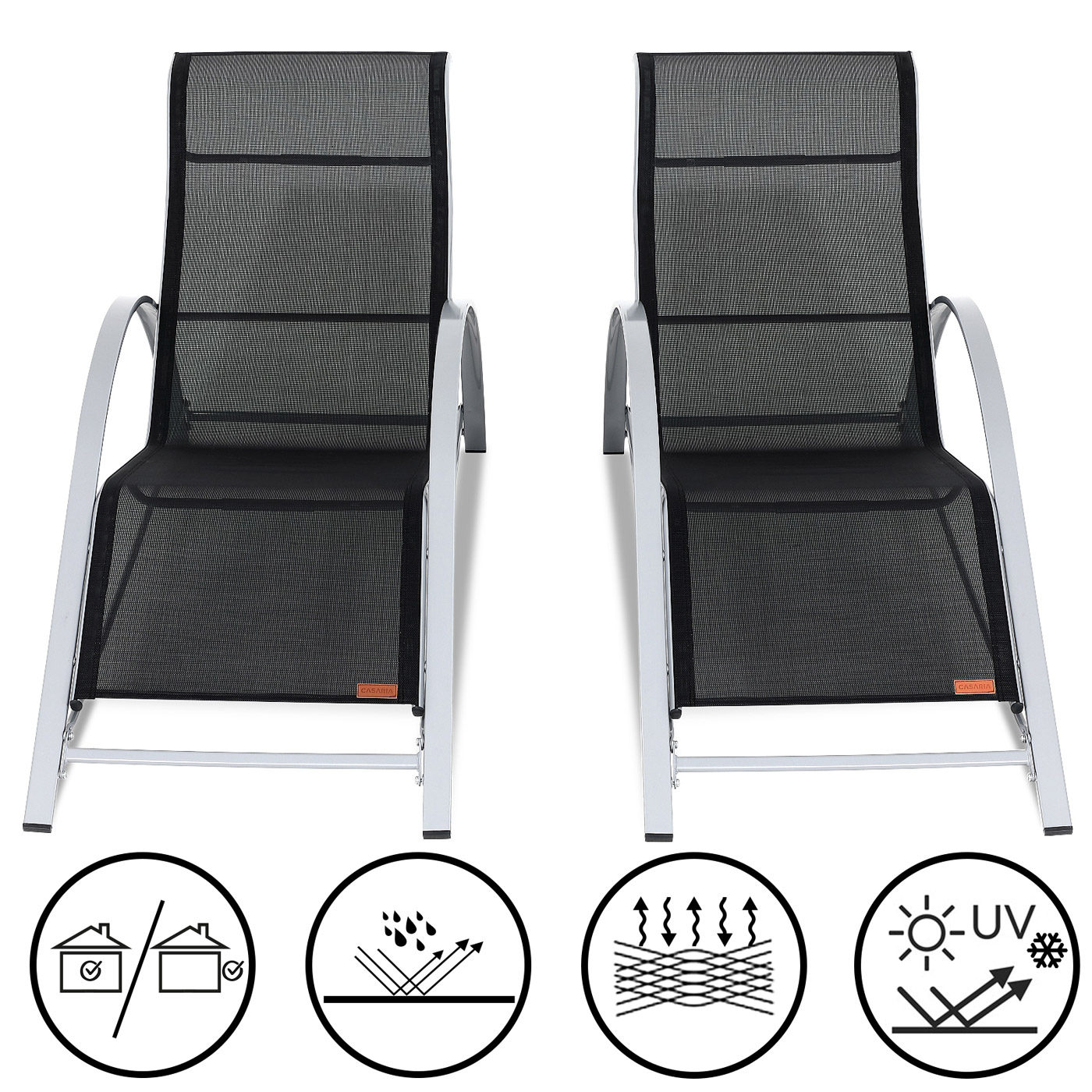 Set da 2 Sdraio Siena Antracite 190x62x71cm - CASARIA