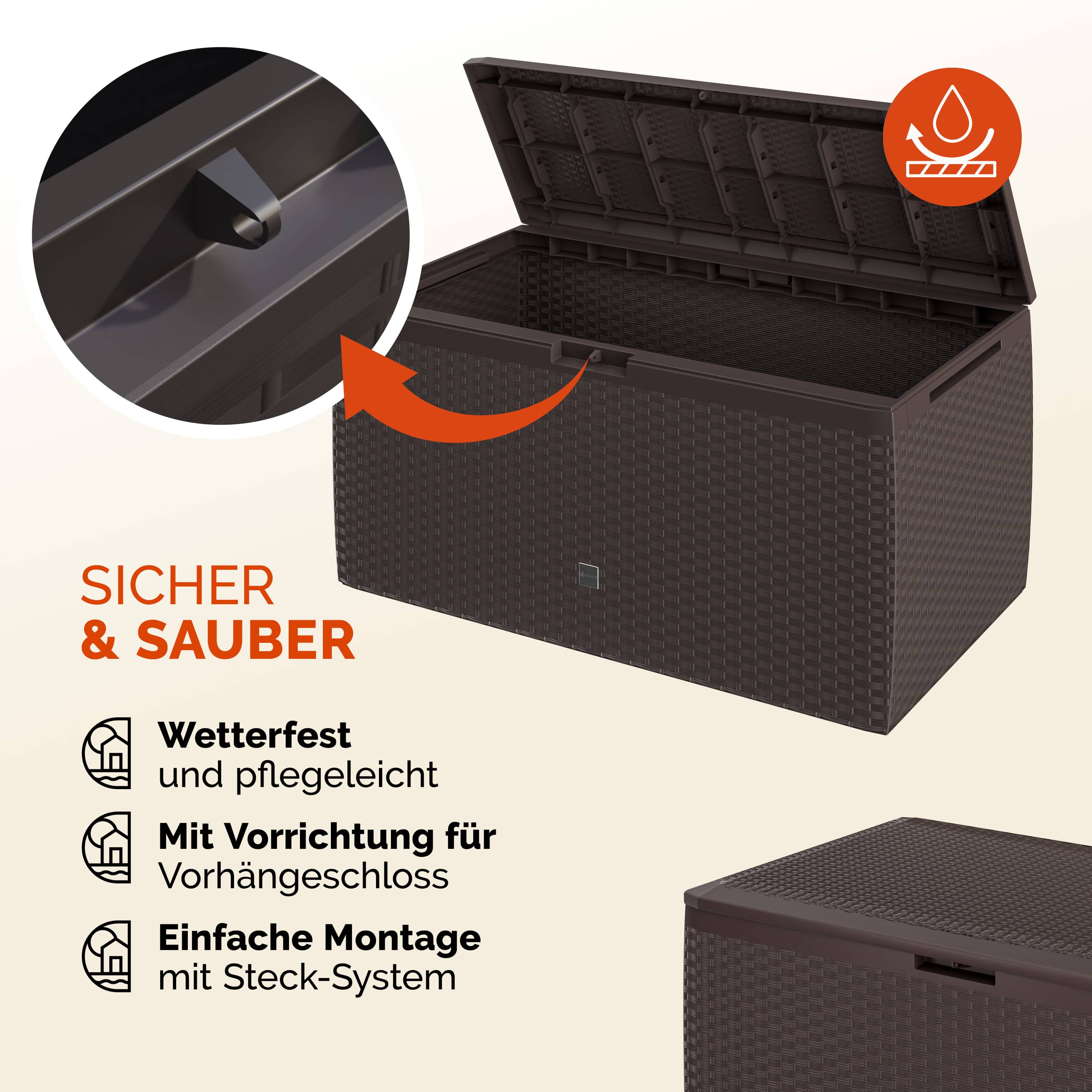 Baule da giardino Rato Plus marrone 114x47x60cm