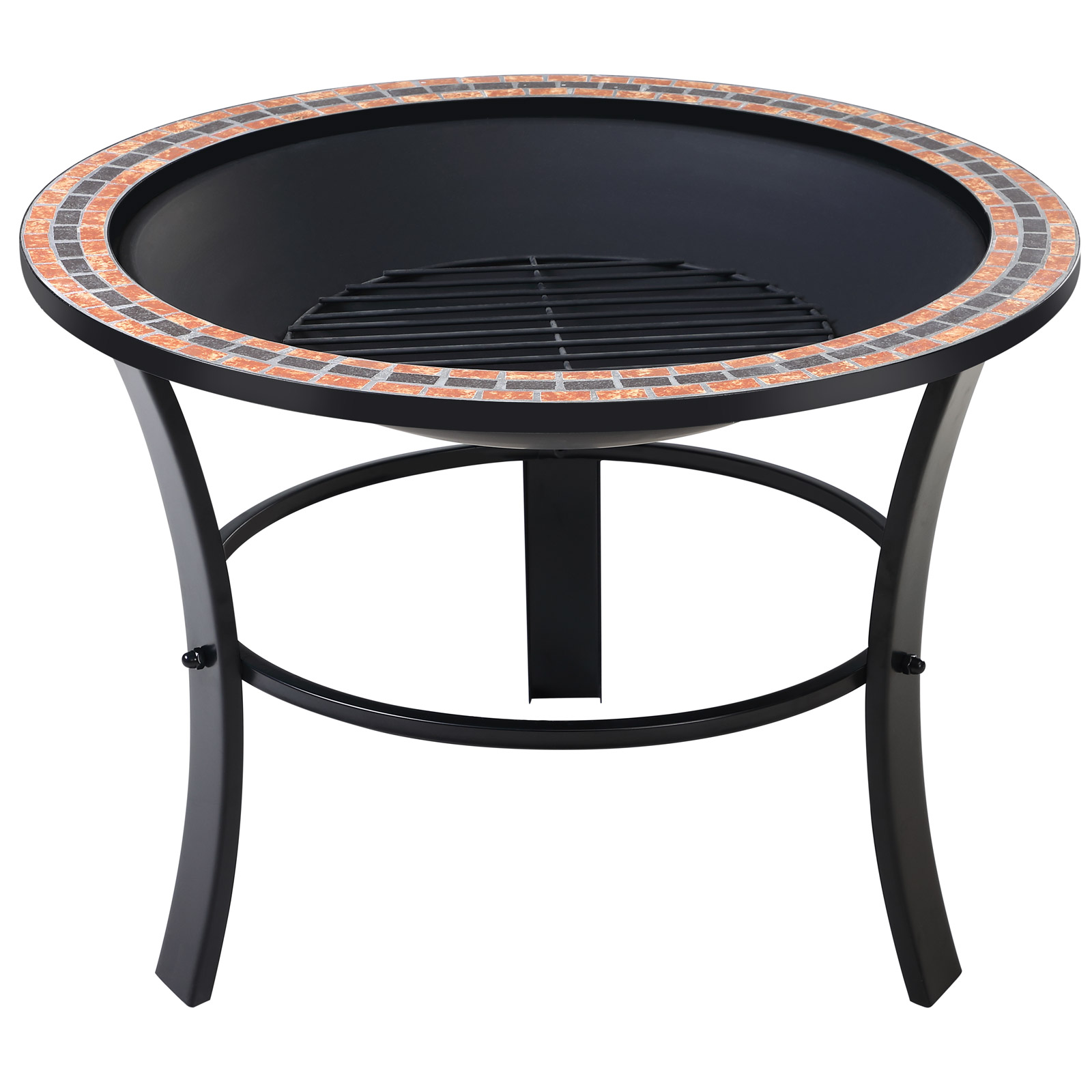 Braciere da giardino rotonda motivo mosaico nera Ø76cm