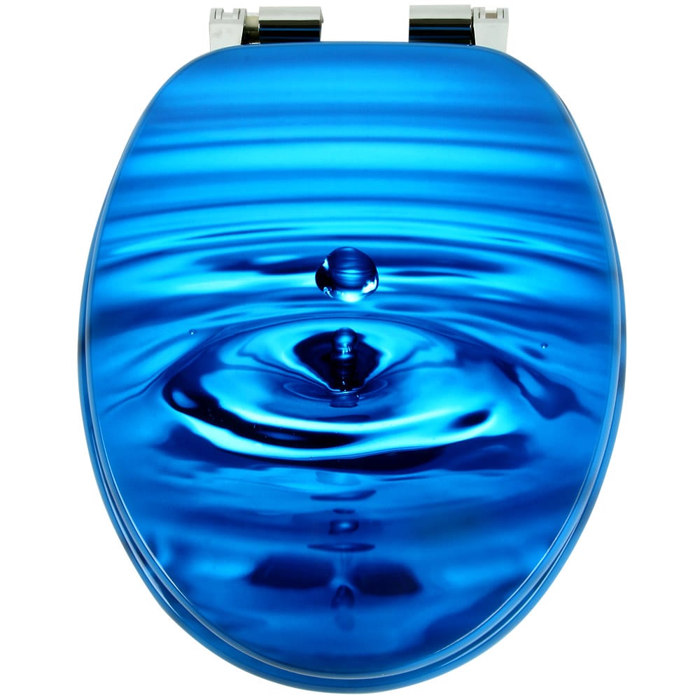 Copriwater Drops in Water Blu - Chiusura Ammortizzata Antibatterica