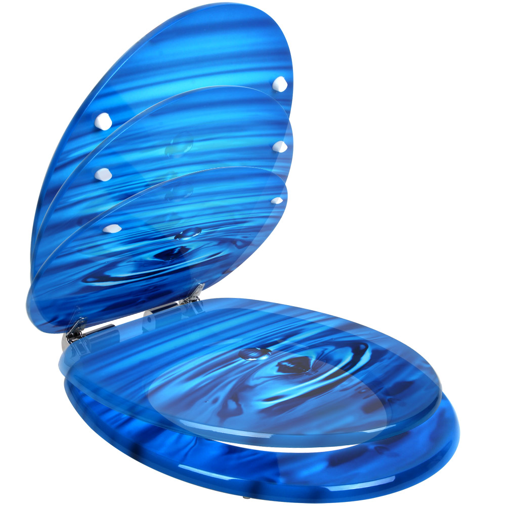 Copriwater Drops in Water Blu - Chiusura Ammortizzata Antibatterica