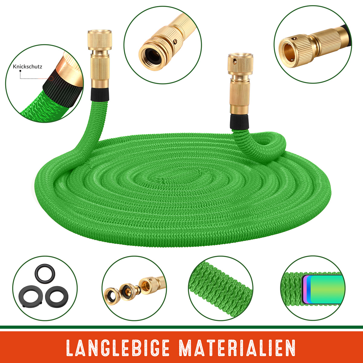 Tubo per irrigazione verde 15 m flessibile