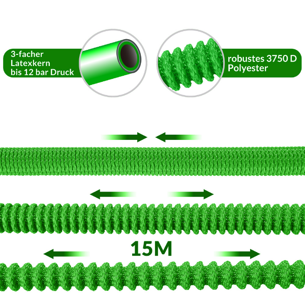 Tubo per irrigazione verde 15 m flessibile