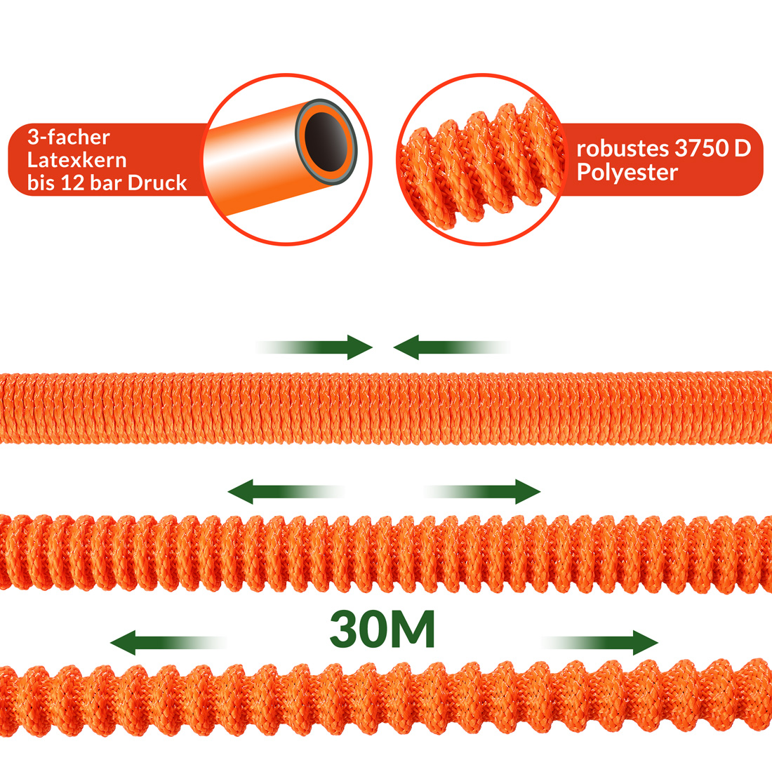 Tubo per Irrigazione Arancione 30m Flessibile
