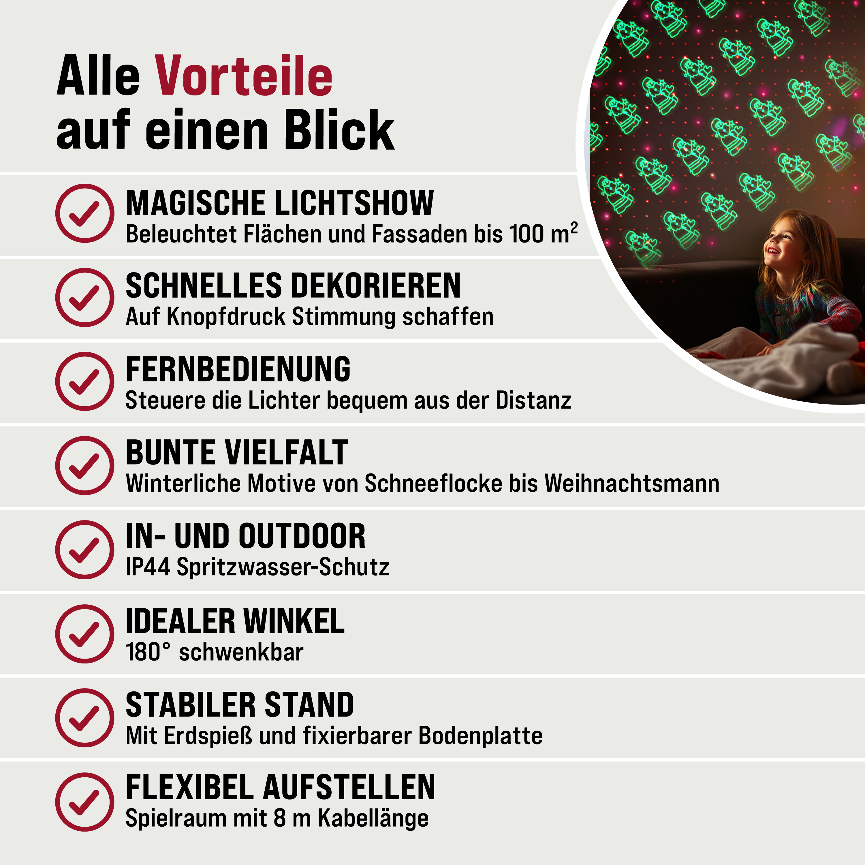 Proiettore LED motivi natalizi timer