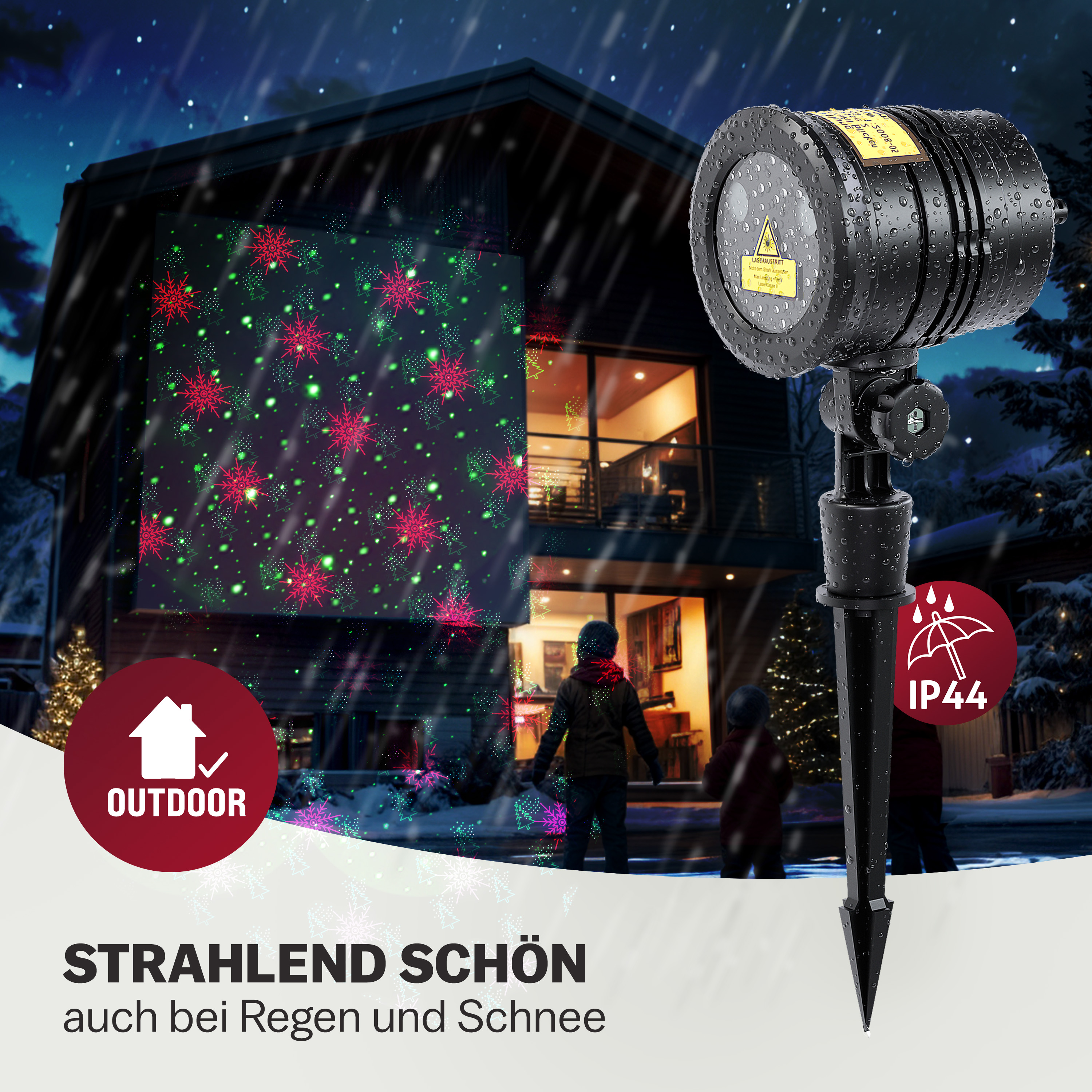 Proiettore LED motivi natalizi timer