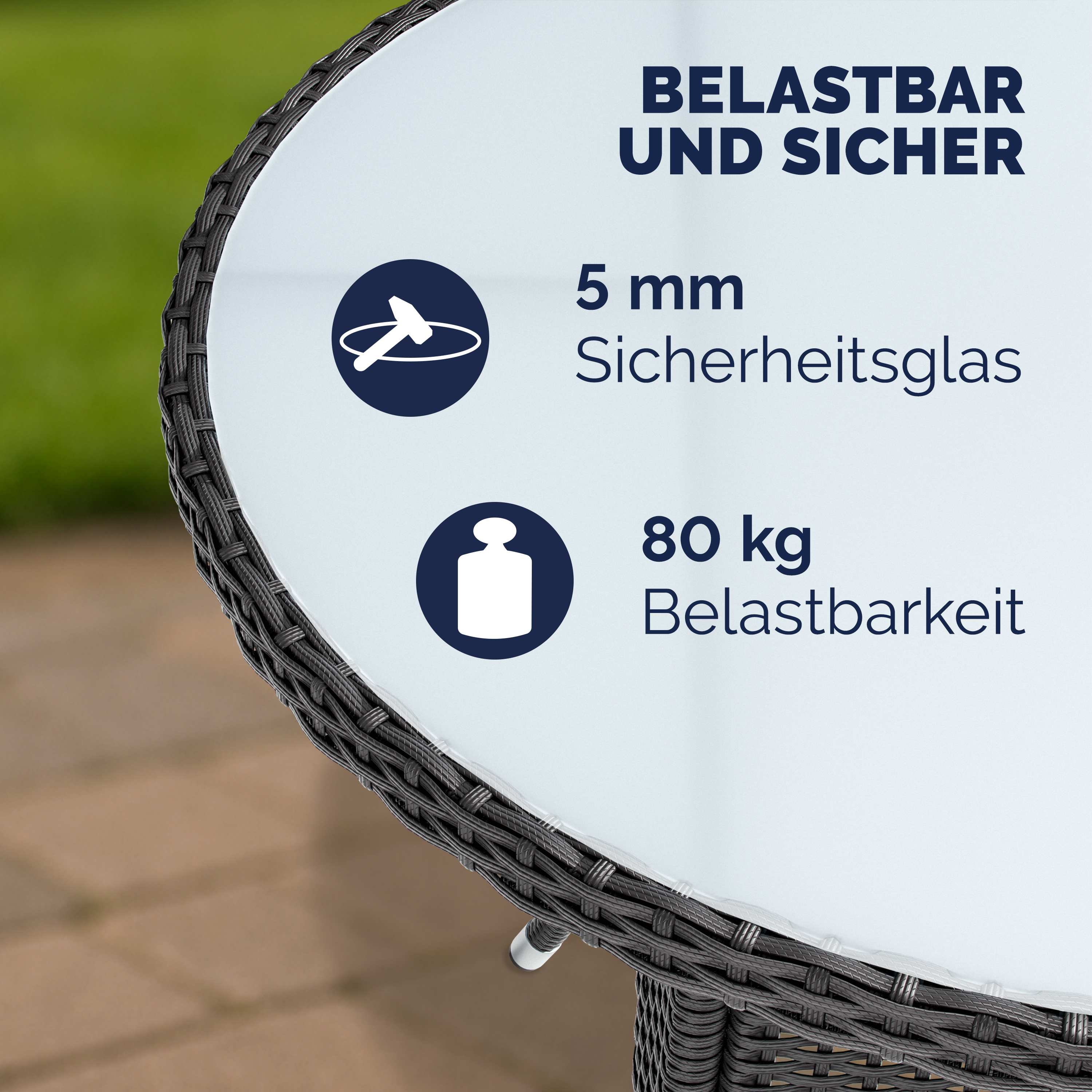 Tavolino da Giardino Rotondo Nero Polyrattan Ø60cm