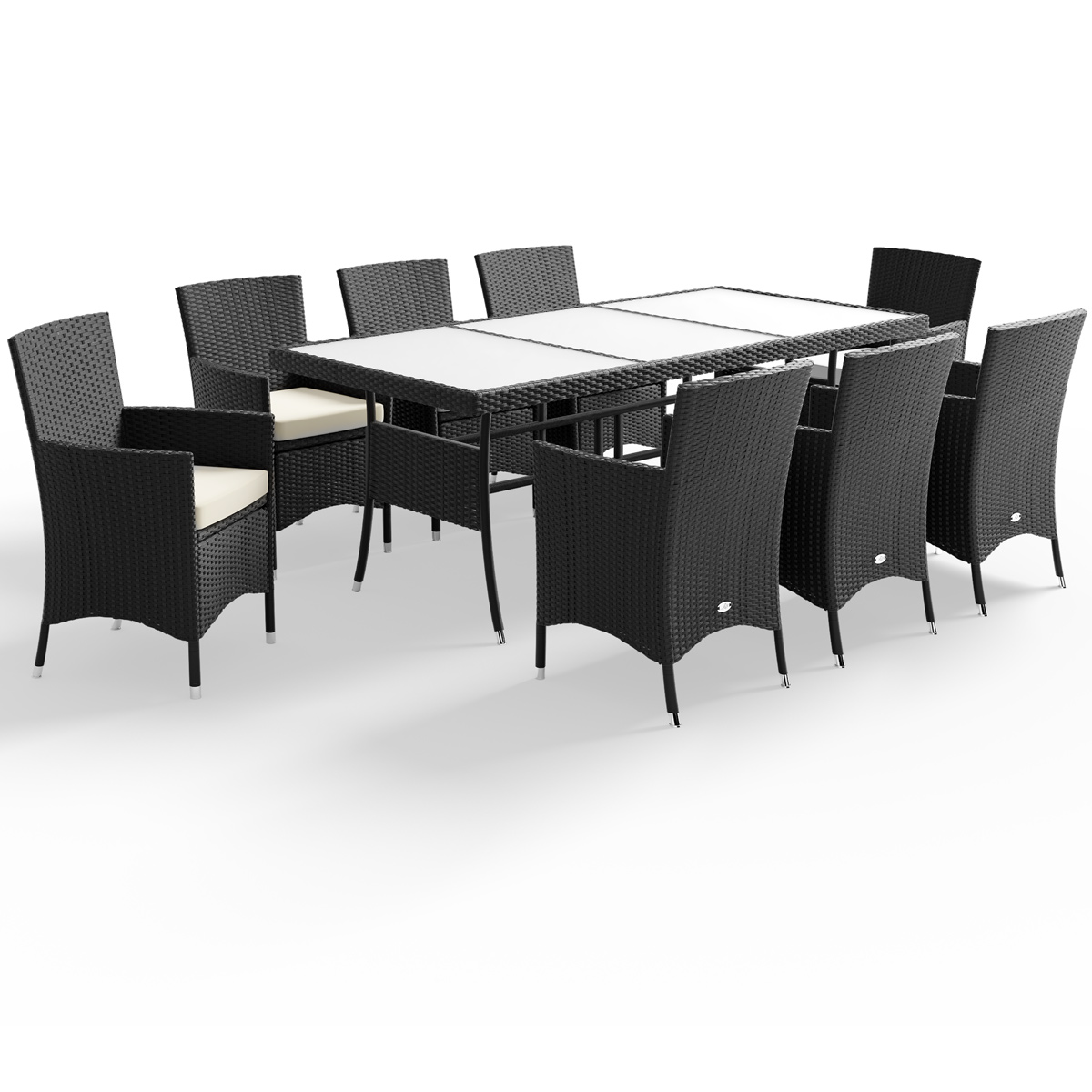 Salotto da Giardino Malta: Elegante Set 17 Pezzi in Polyrattan Nero