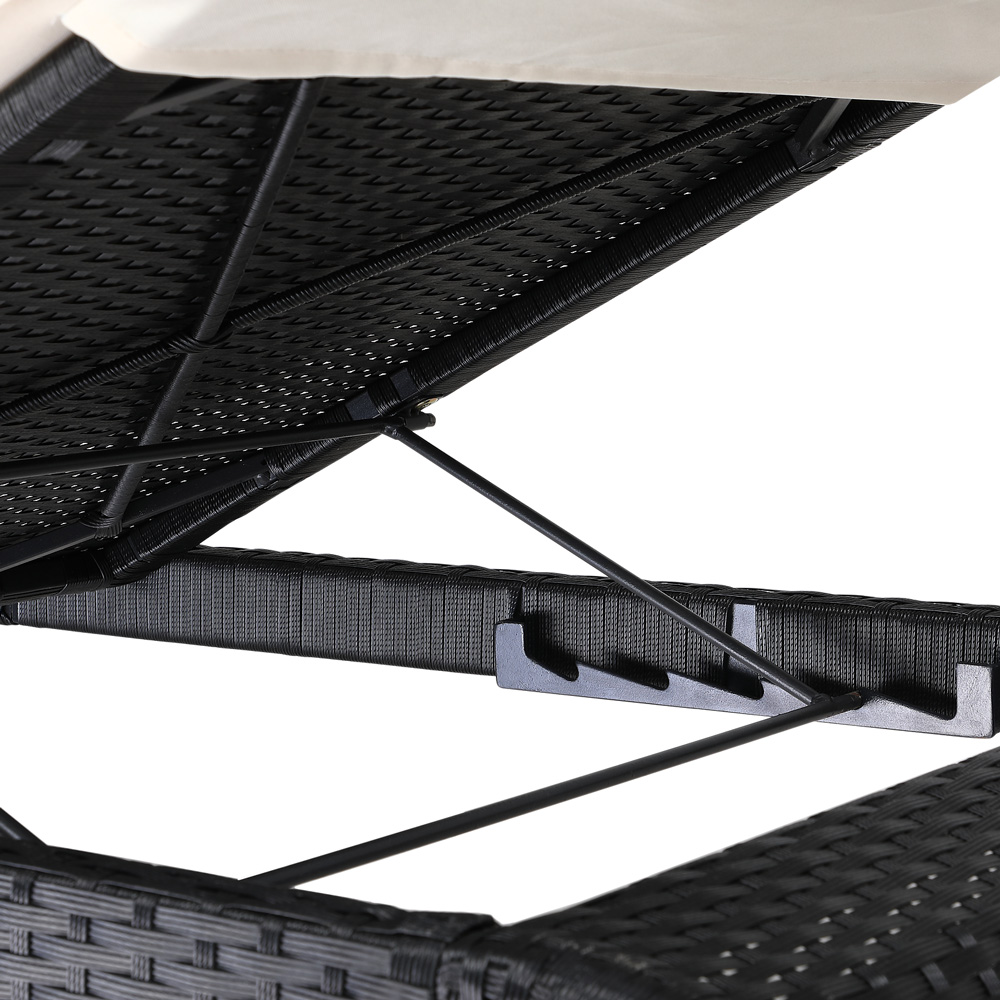 Lettino Regolabile Nero-Crema Polyrattan 200x60x40cm