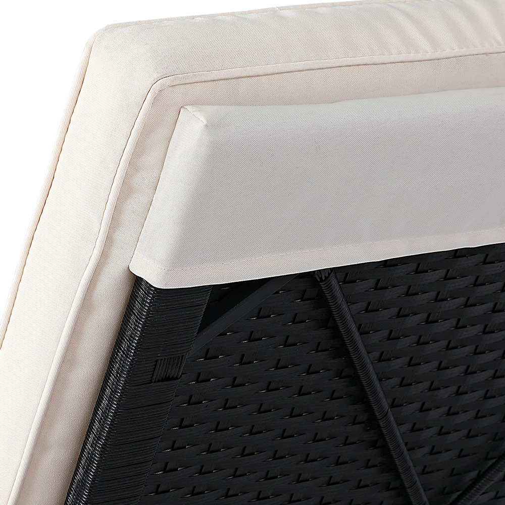 Lettino Regolabile Nero-Crema Polyrattan 200x60x40cm