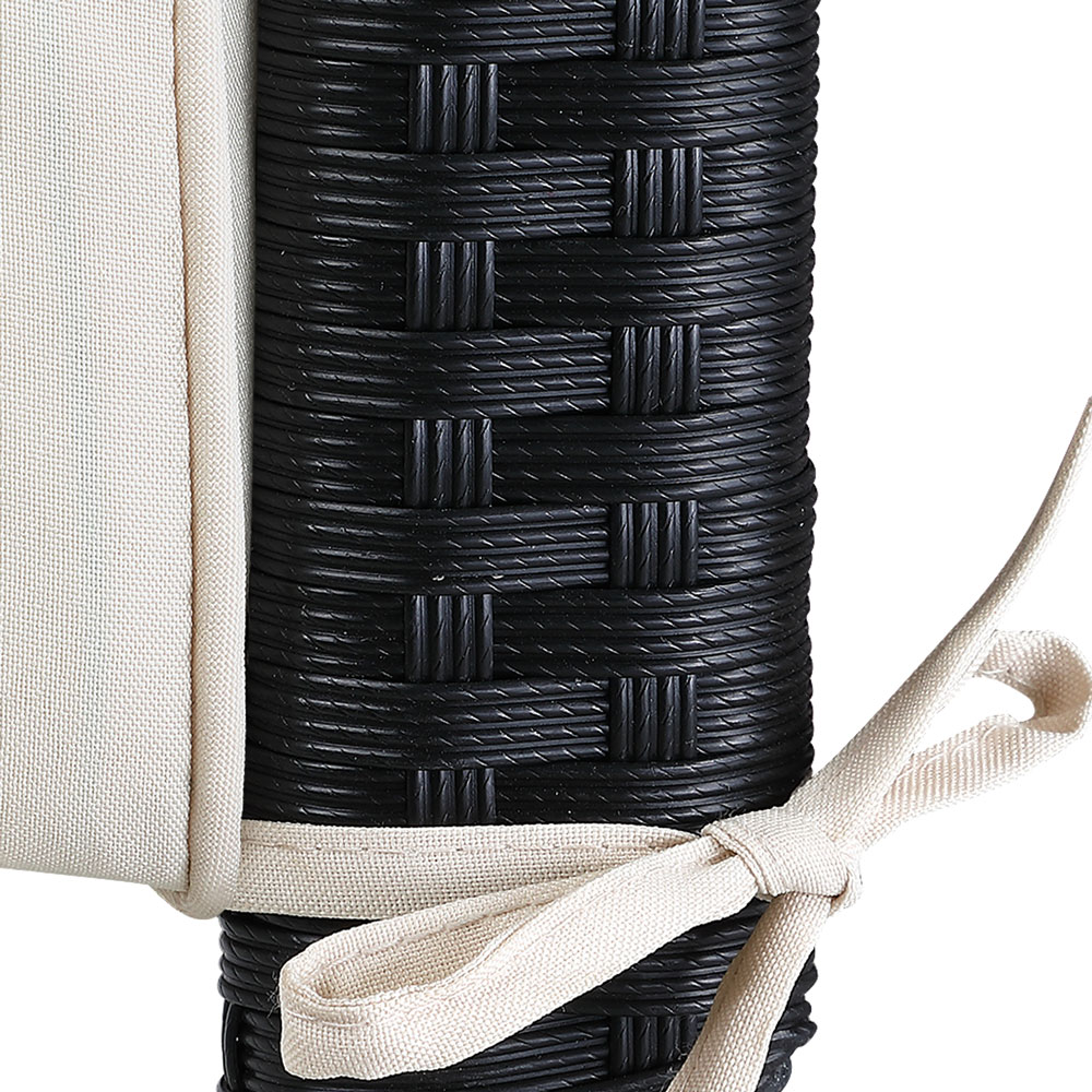 Lettino Regolabile Nero-Crema Polyrattan 200x60x40cm