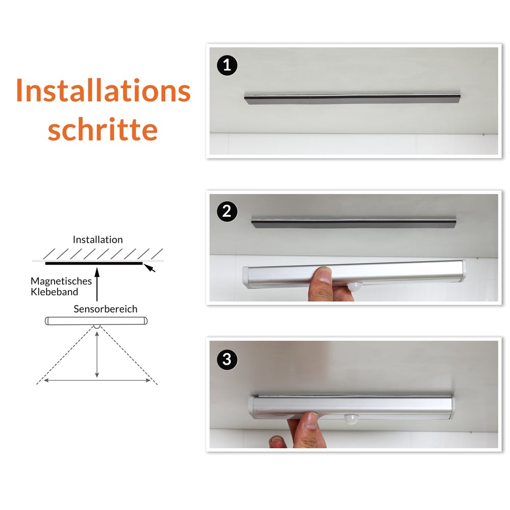 Lampade LED Subpensili Set di 4 Pezzi con Sensore di Movimento