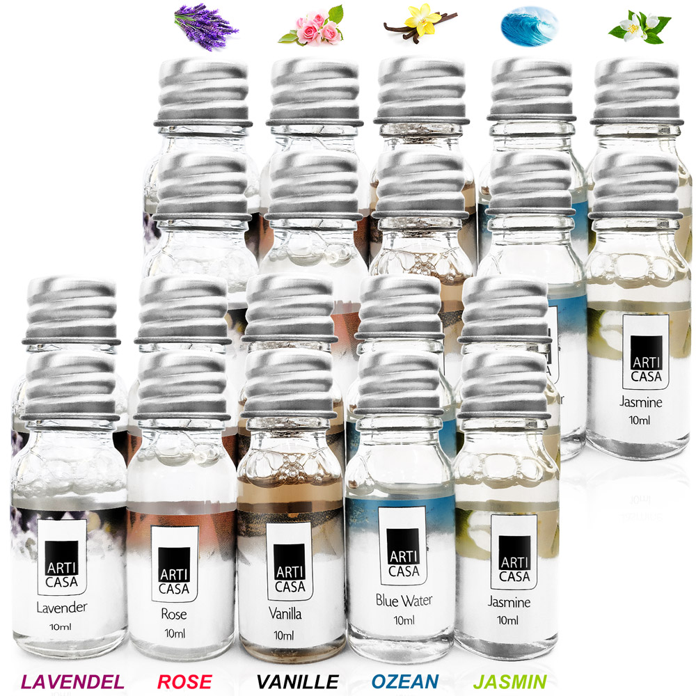 20 x 10ml Olio di Profumo: Lavanda, Oceano, Gelsomino, Rosa, Vaniglia