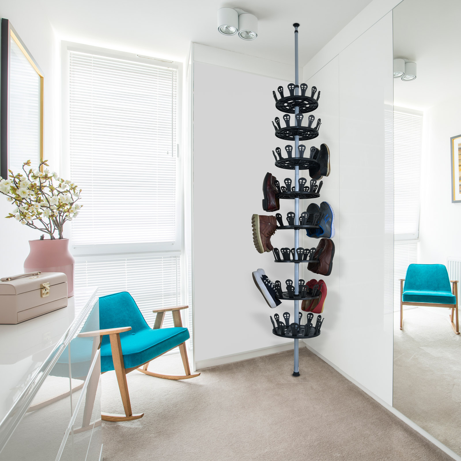 Carosello Portascarpe in Acciaio Inox per 96 Paia - Soluzione Salvaspazio