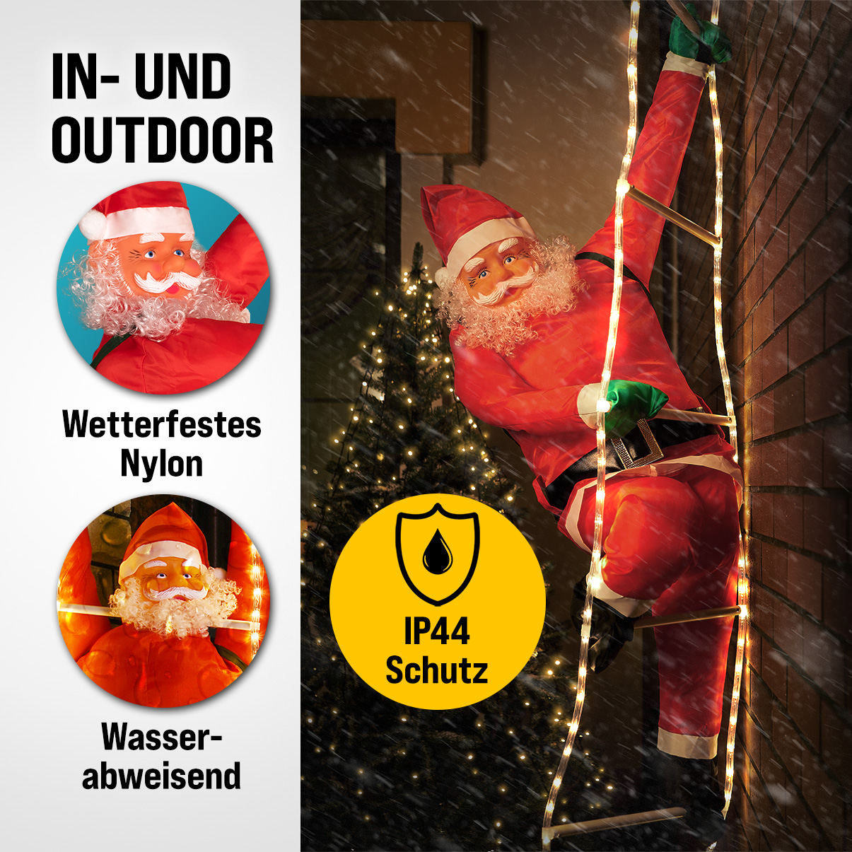 Babbo di Natale con scala 120LED 240 x39 x25cm