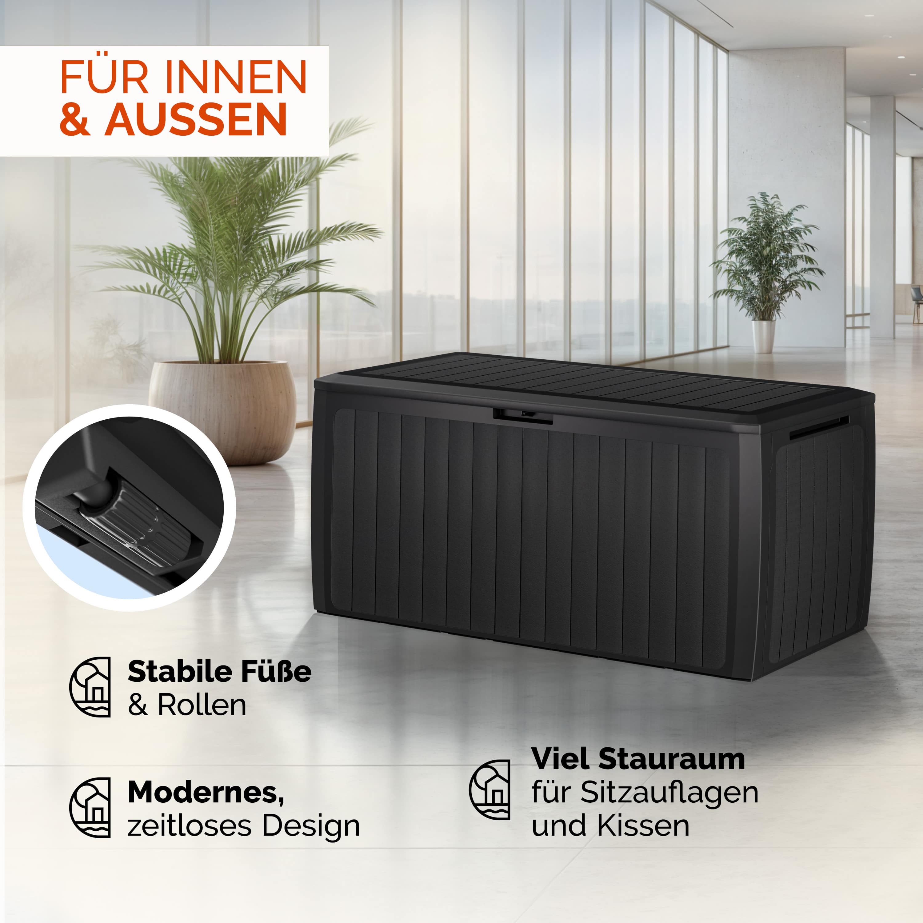 Baule da Giardino Board Plus Antracite 116x47x60cm - Perfetto per Cuscini!