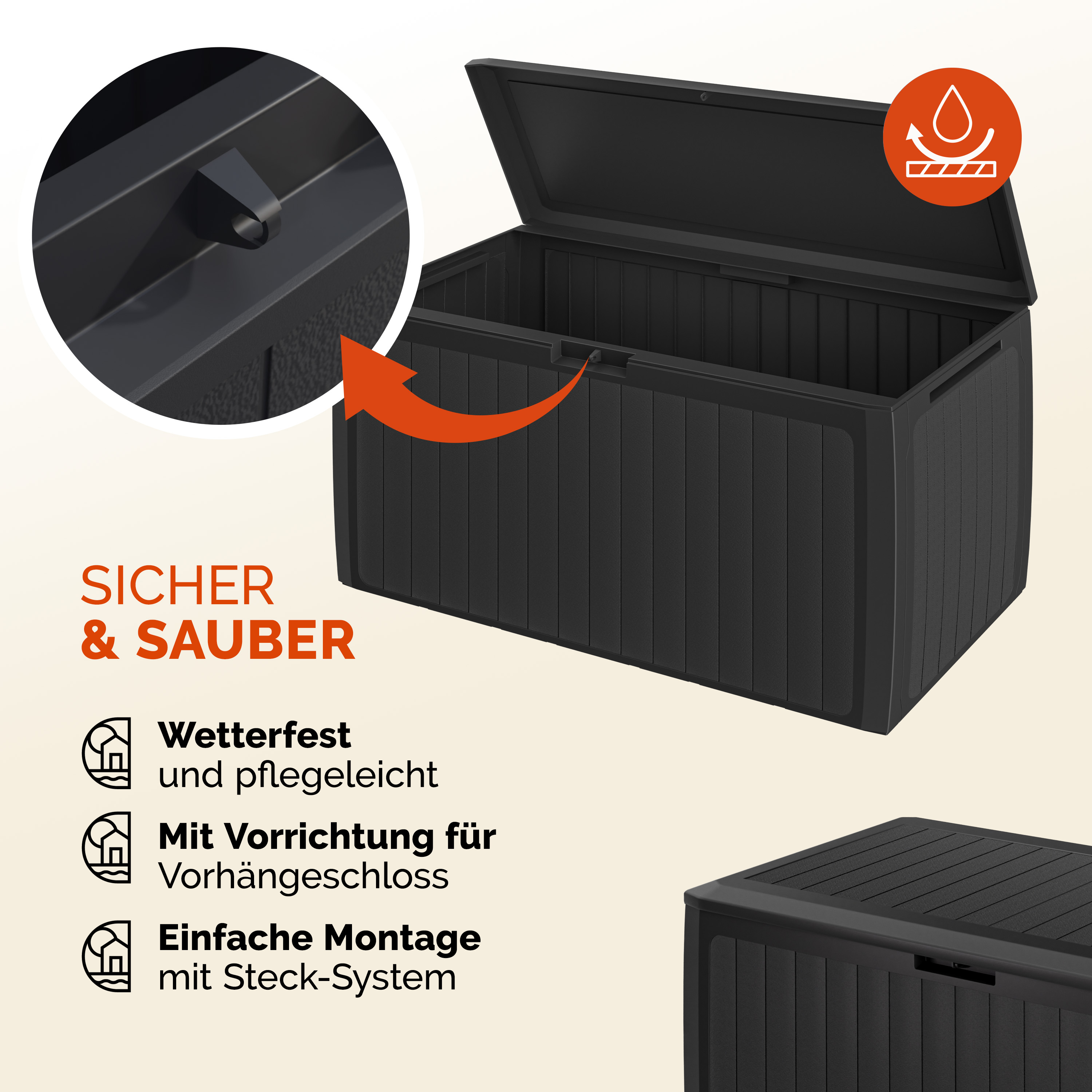 Baule da Giardino Board Plus Antracite 116x47x60cm - Perfetto per Cuscini!