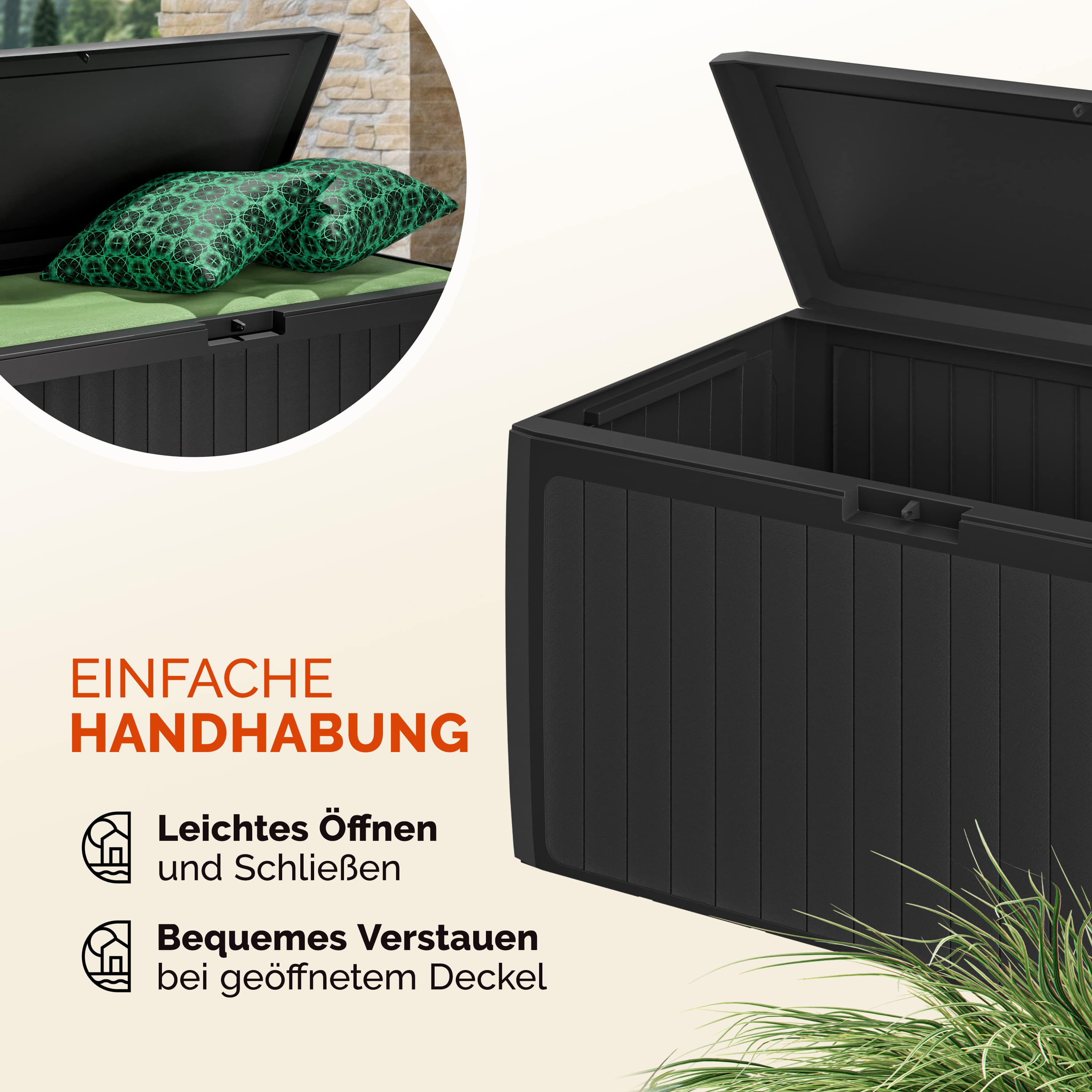 Baule da Giardino Board Plus Antracite 116x47x60cm - Perfetto per Cuscini!