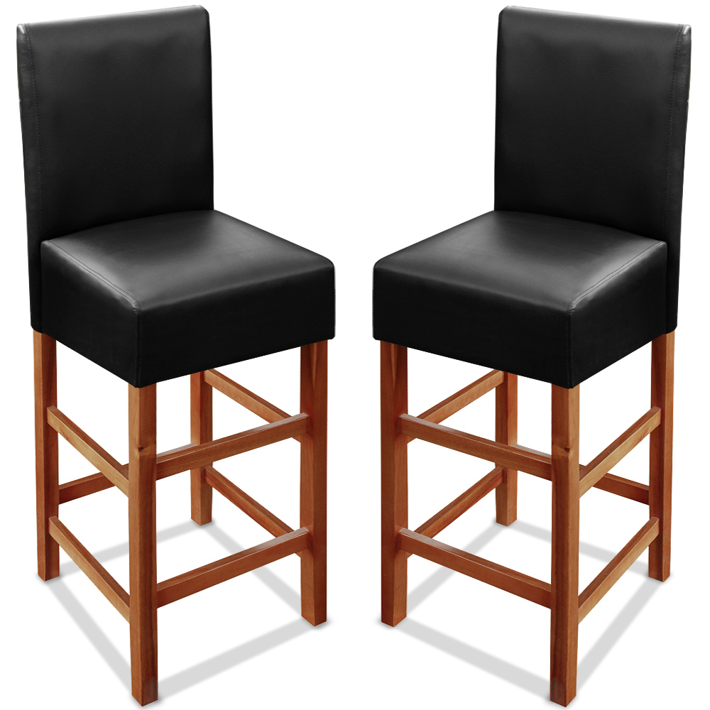 Sgabelli da bar set 2 pz neri legno acacia