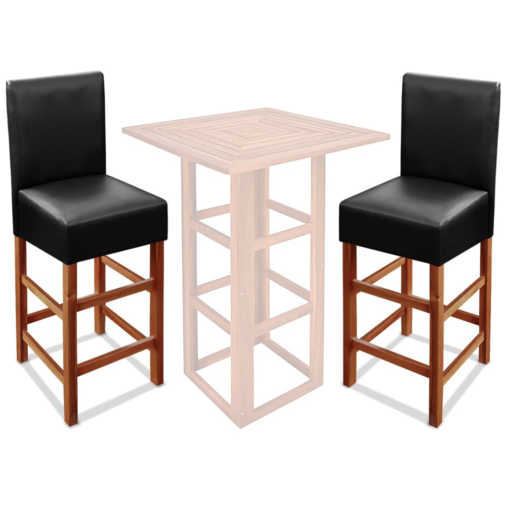 Sgabelli da bar set 2 pz neri legno acacia