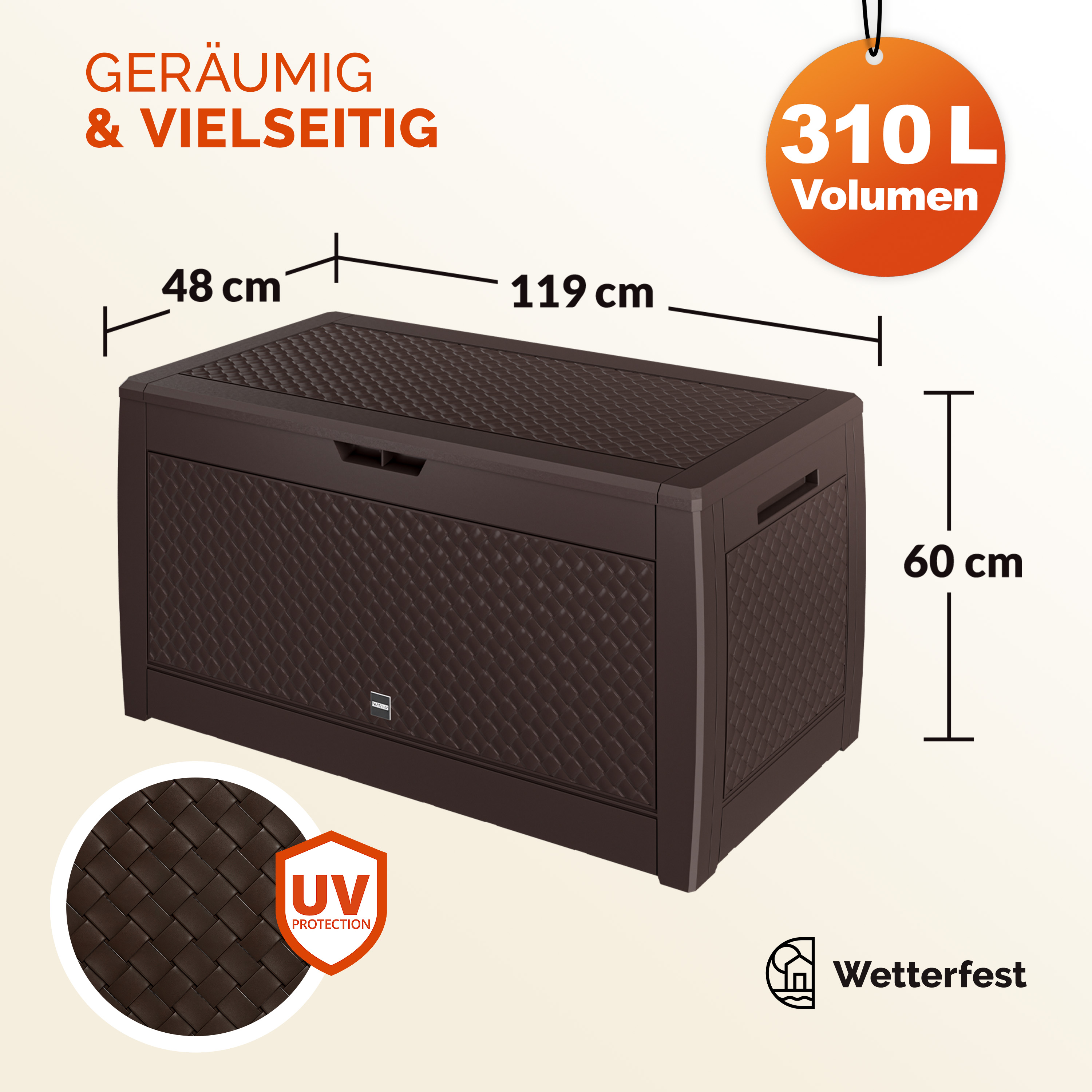 Baule da giardino Matuba marrone 119x48x60cm