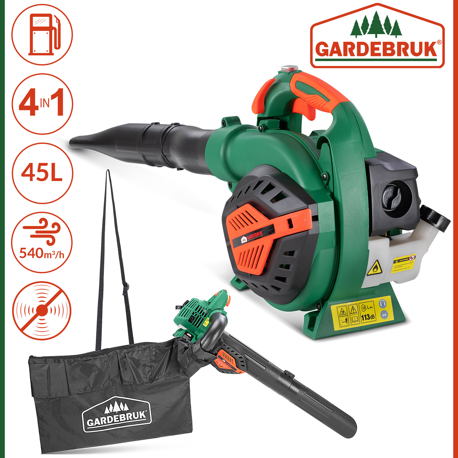 Soffiatore aspiratore benzina sacchetto 45L