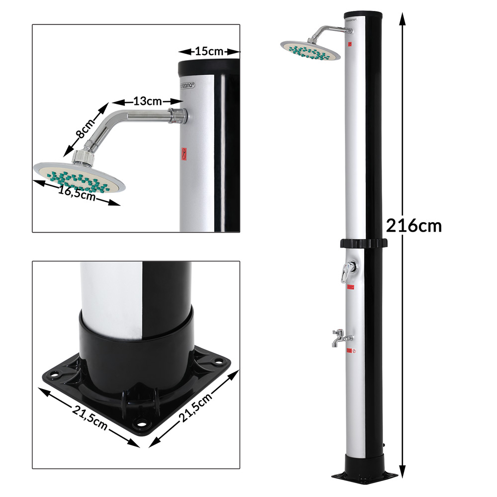 Doccia Solare da Giardino 60°C + Rubinetto Lavapiedi - Risparmio Energetico