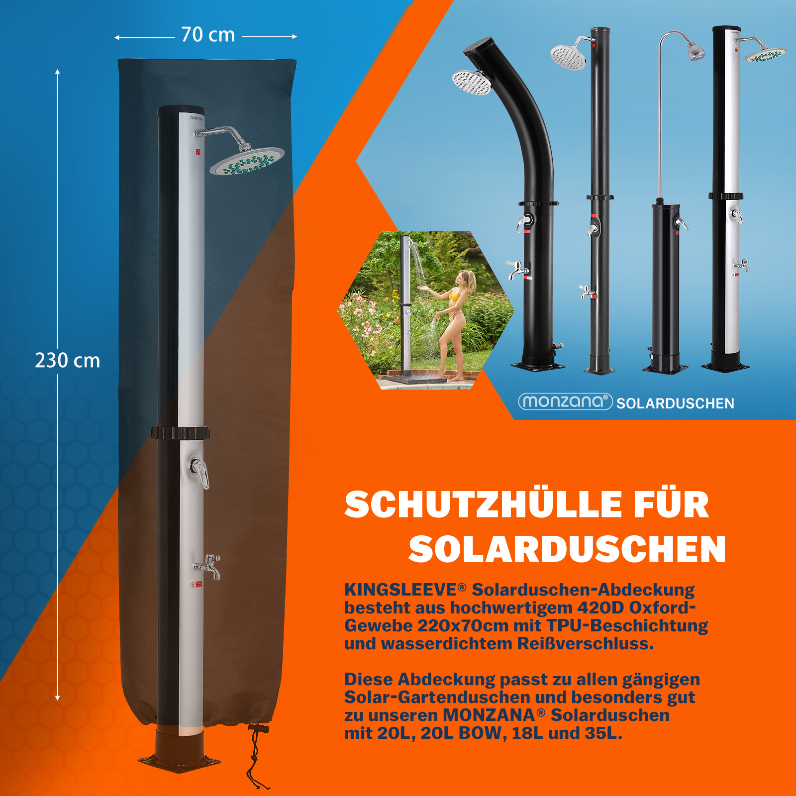 Doccia Solare da Giardino 60°C + Rubinetto Lavapiedi - Risparmio Energetico