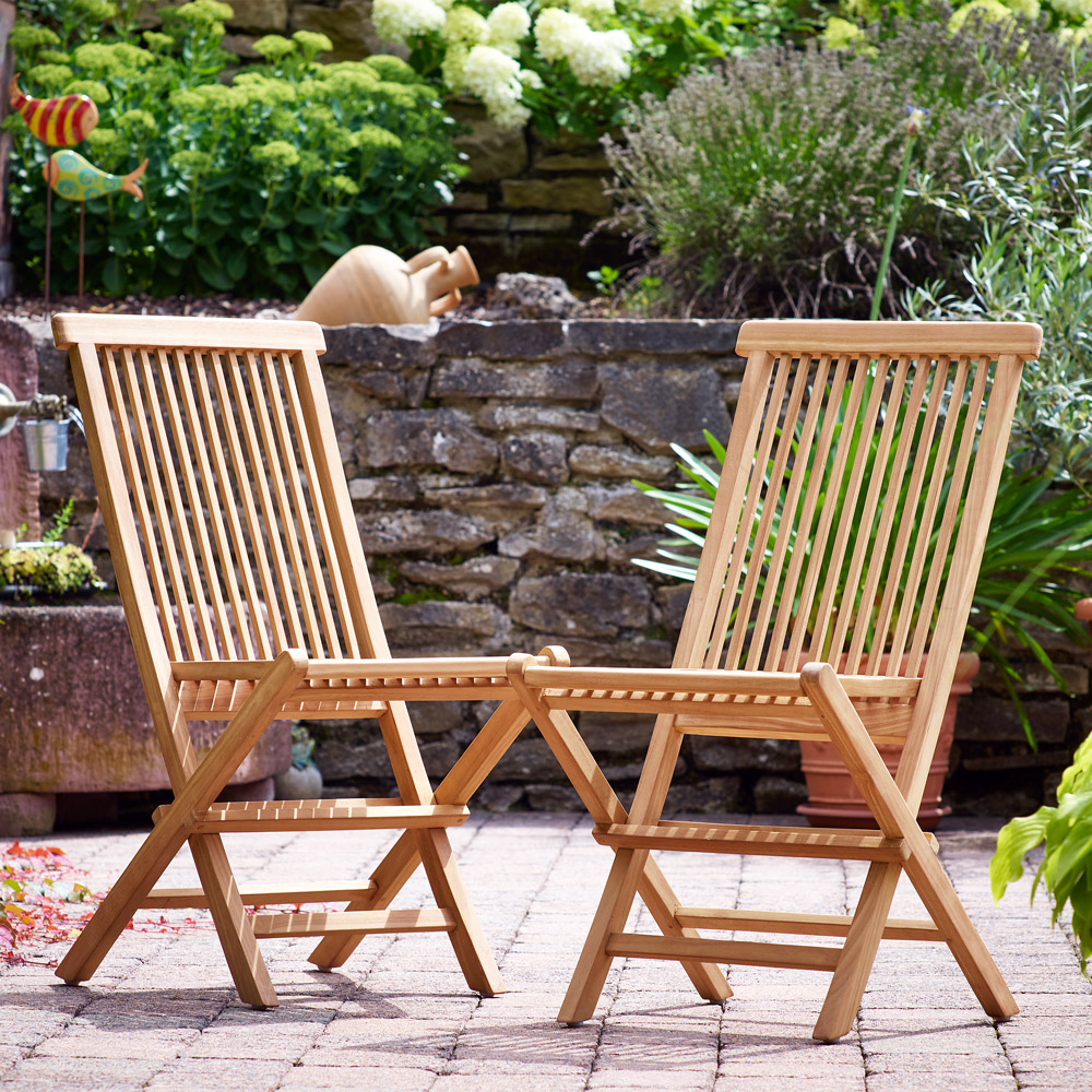 Set 2pz Sedie da Giardino Cantaria Legno Teak Certificato SVLK