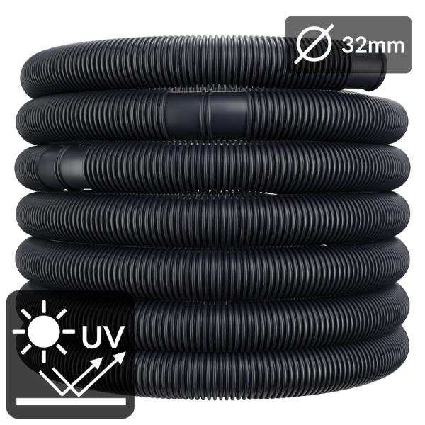 Tubo per Piscina Nero Ø32mm x 6m - monzana®