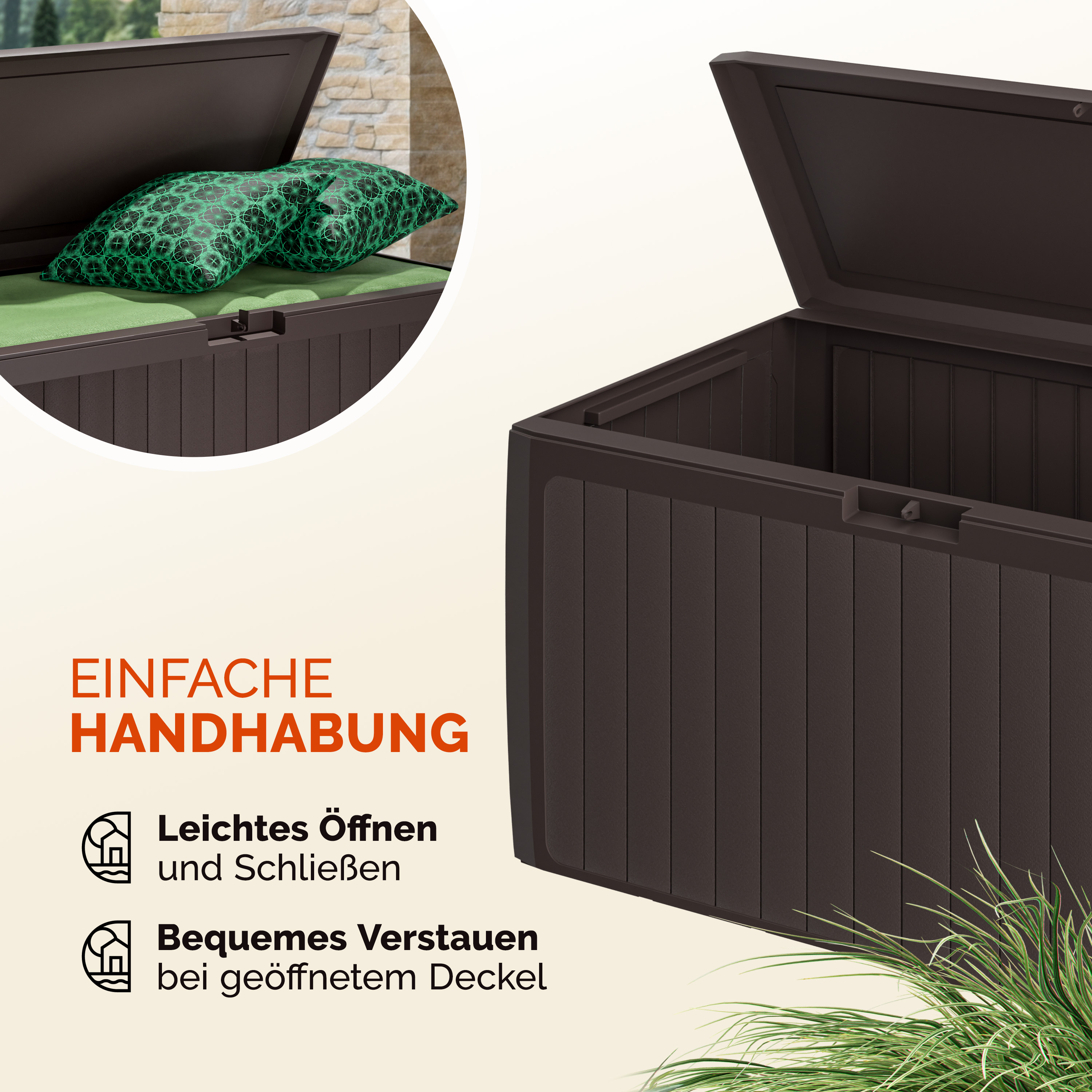 Baule da giardino Board Plus marrone 116x47x60cm